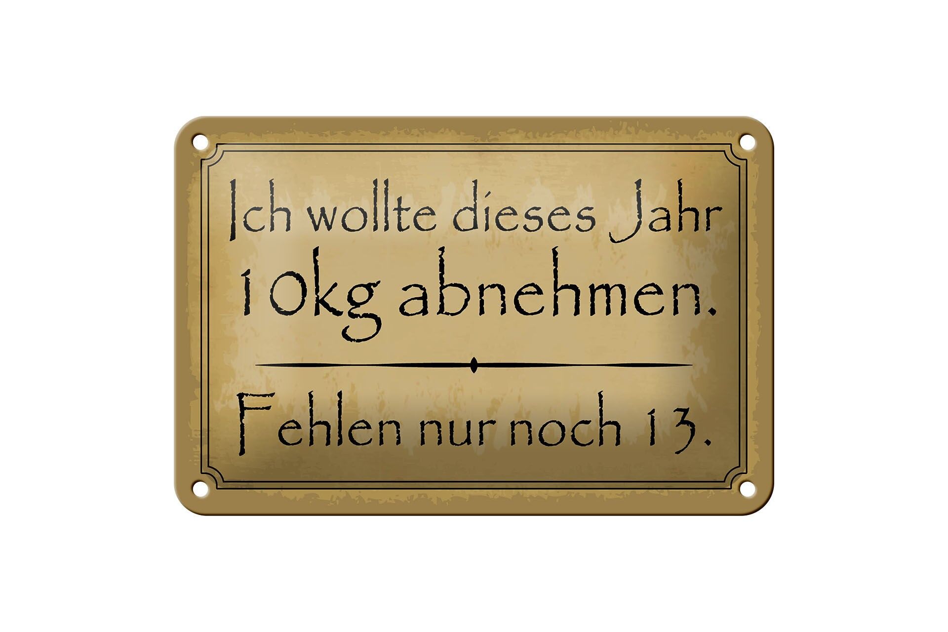 Blechschild Spruch 12x18 cm 10 kg abnehmen fehlen nur noch 13 Deko Schild