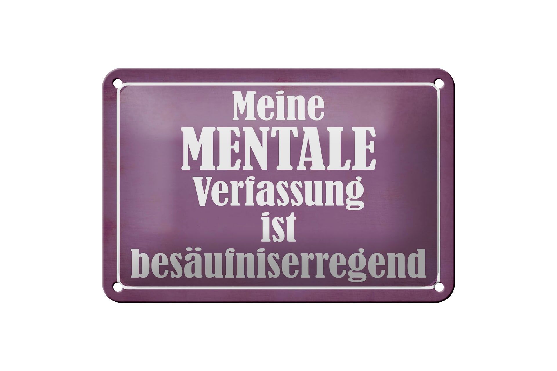 Blechschild Spruch 12x18 cm mentale Verfassung ist besäufniserregend Deko Schild