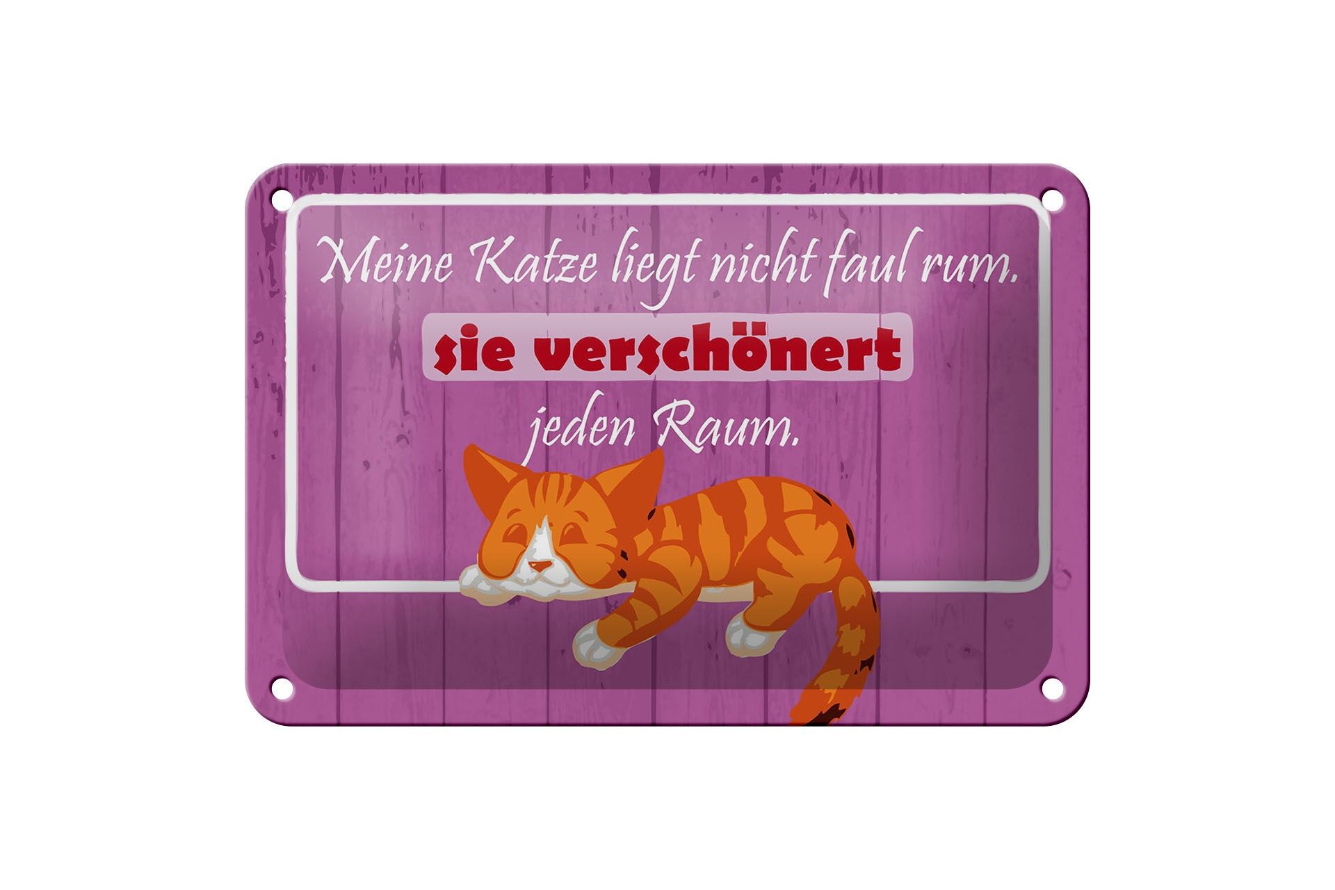 Cartello in metallo con scritta, 12x18 cm: "Il mio gatto non se ne sta in giro pigramente" - cartello decorativo