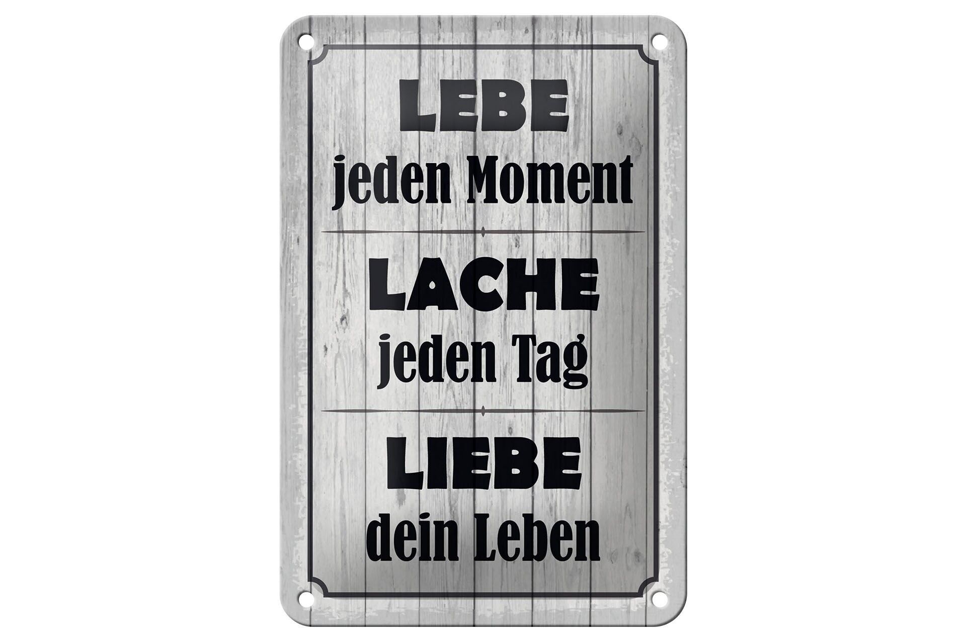 Cartello in metallo con scritta 12x18 cm Vivi, ridi, ama la tua vita Cartello decorativo