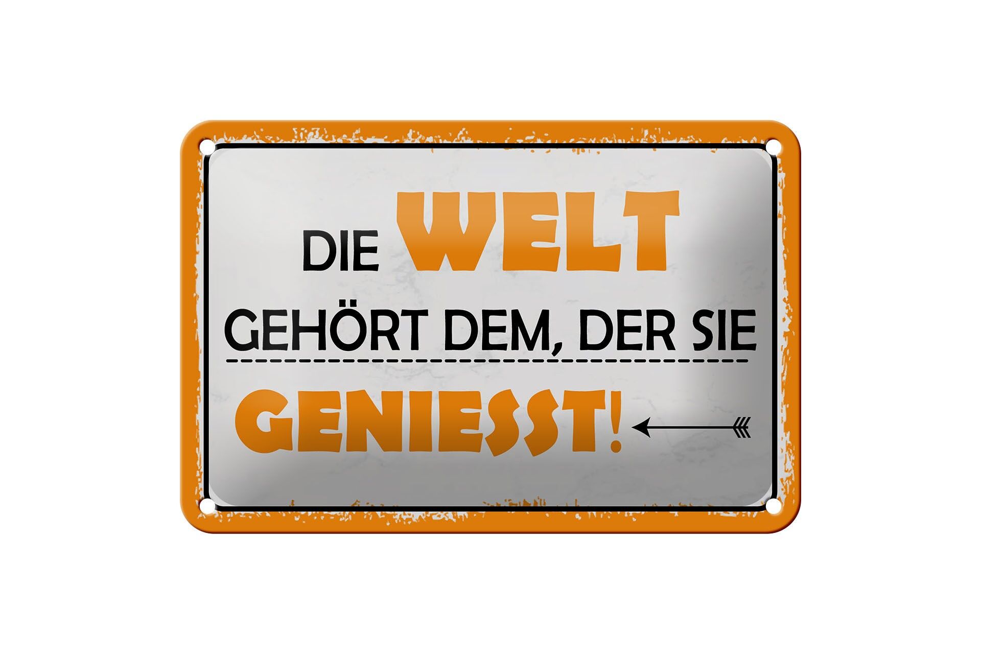 Cartello in metallo con scritta 12x18 cm: Il mondo appartiene a chi lo ama. Cartello decorativo