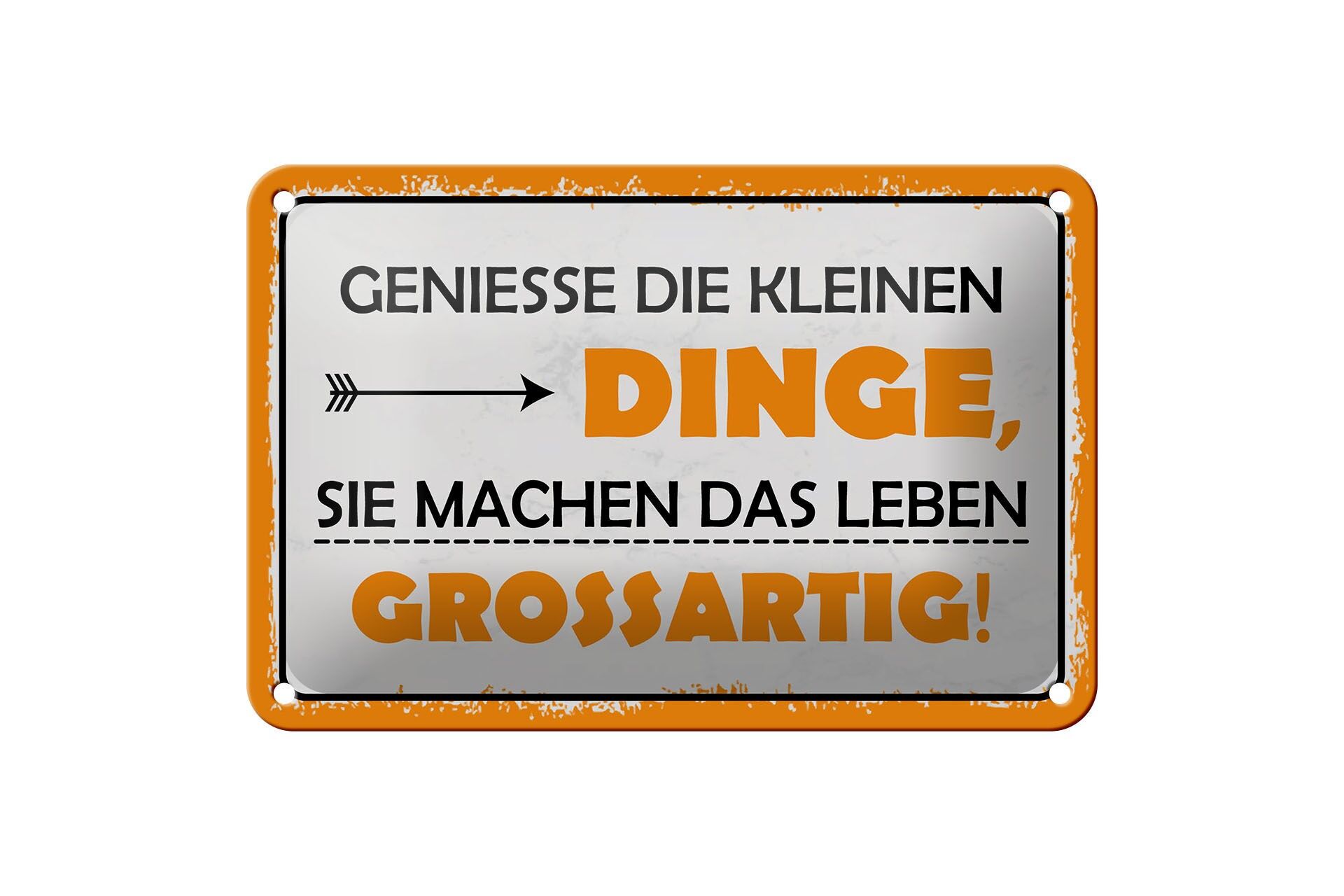 Cartello in metallo con la scritta 12x18 cm: Goditi le piccole cose, sono loro a rendere la vita