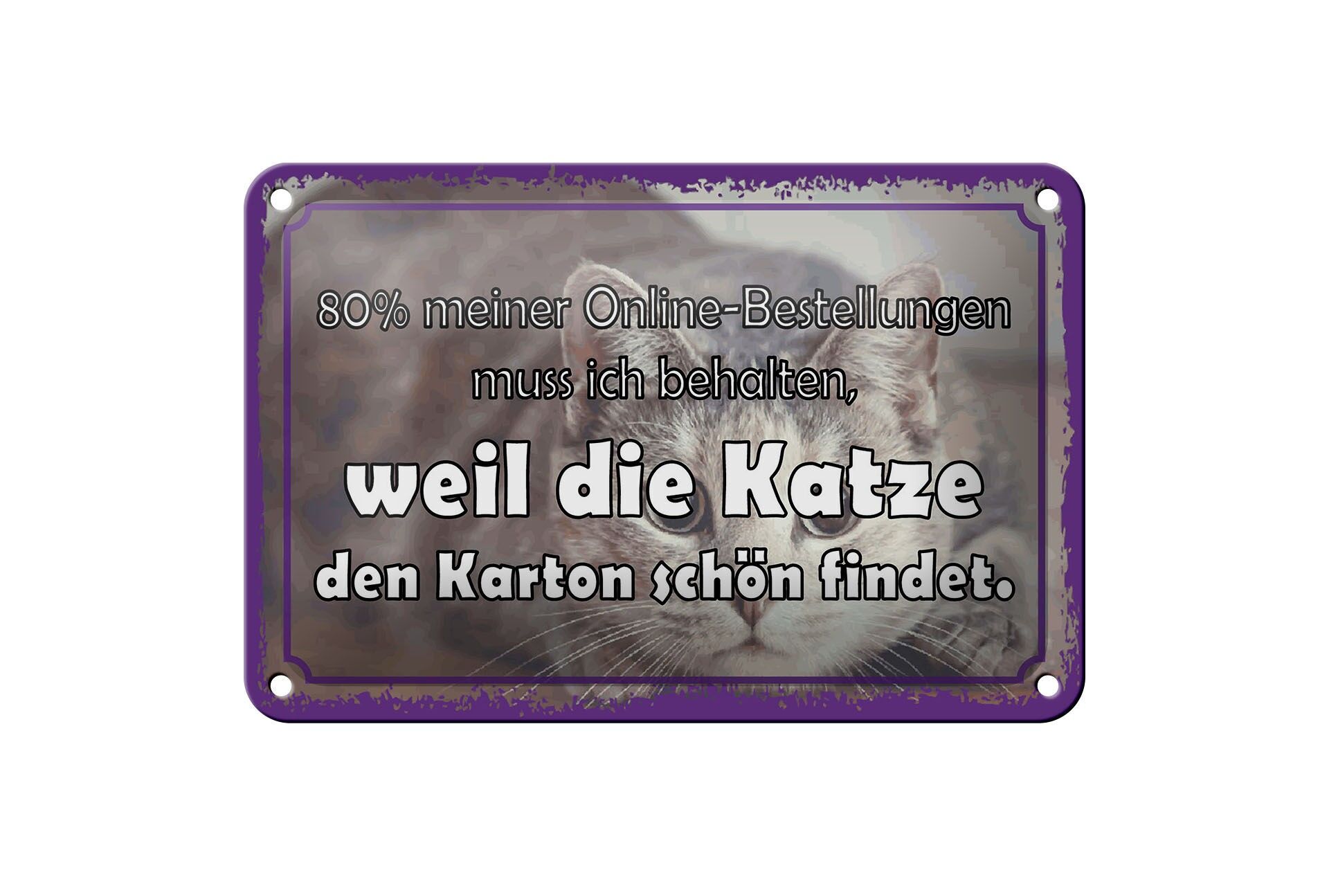 Cartello in metallo con scritta, 12x18 cm, perché al gatto piace la scatola di cartone, cartello decorativo