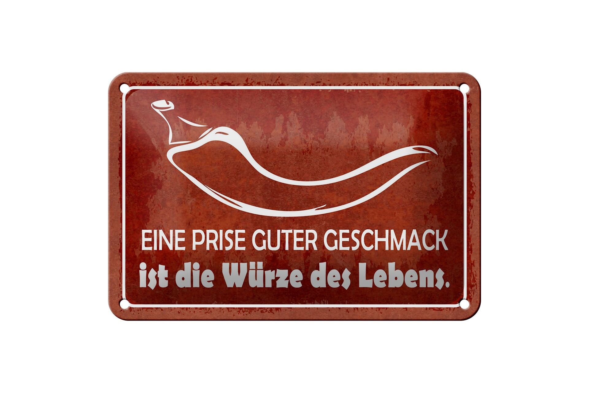 Cartello in metallo con scritta 12x18 cm: Un pizzico di buon gusto è il sale della vita