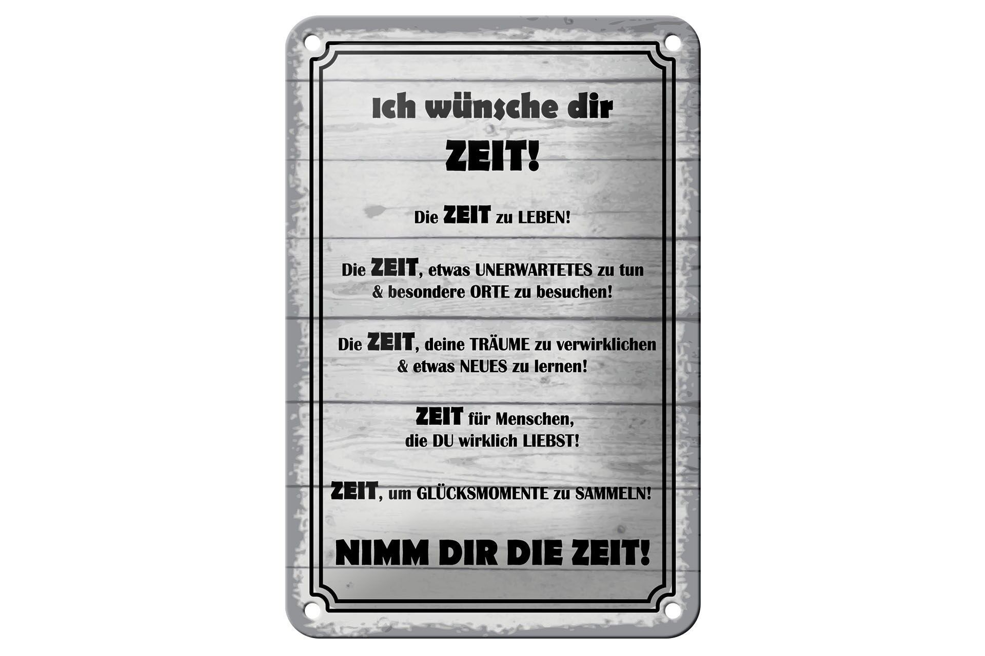 Cartello in metallo con scritta, 12x18 cm: Ti auguro tempo, cartello decorativo