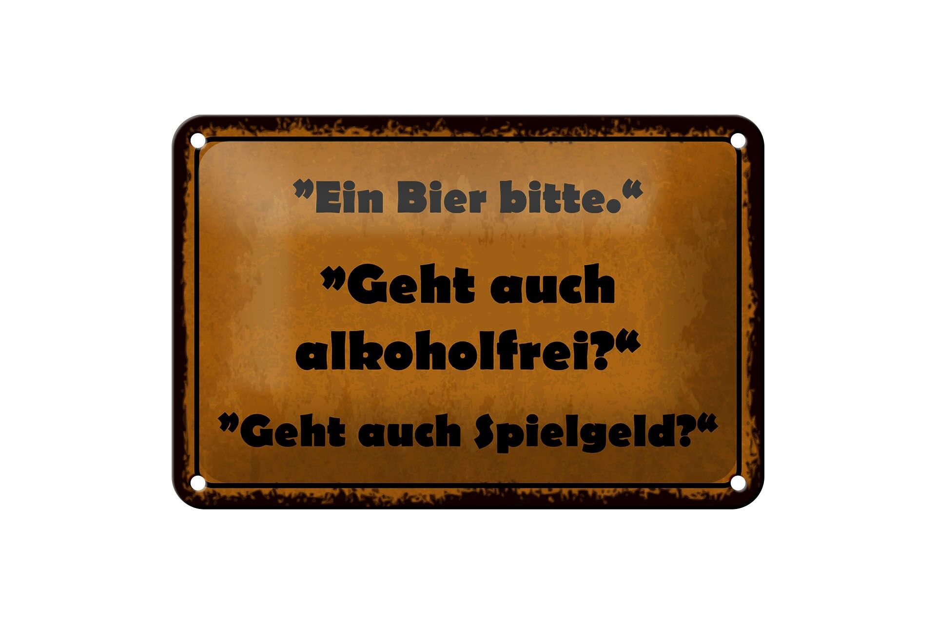 Plaque métallique avec l'inscription « Une bière, s'il vous plaît » 12x18 cm.Un panneau décoratif sans alcool fonctionne également.