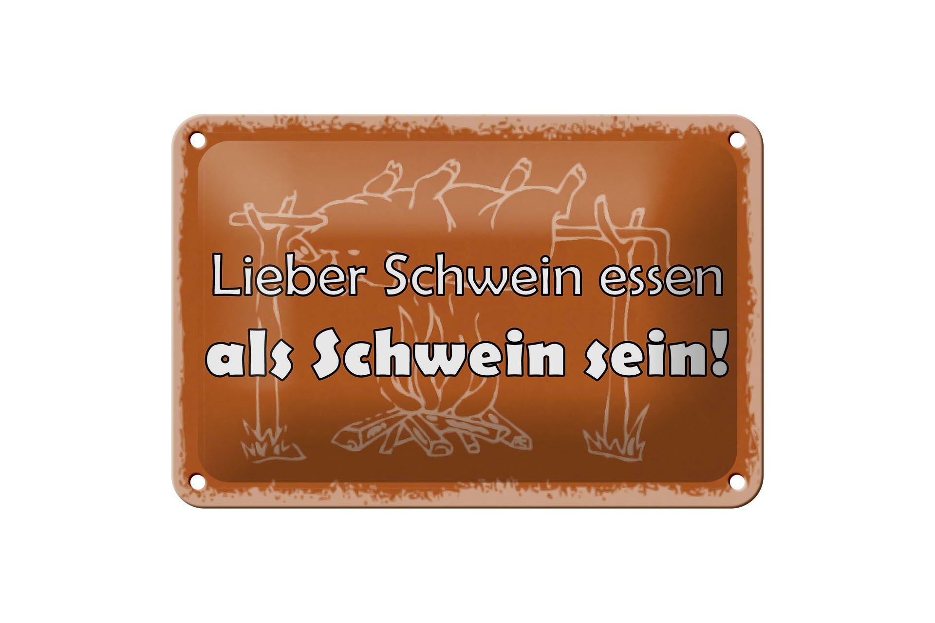 Cartello in metallo con scritta, 12x18 cm: "Meglio mangiare carne di maiale che essere un maiale" - cartello decorativo