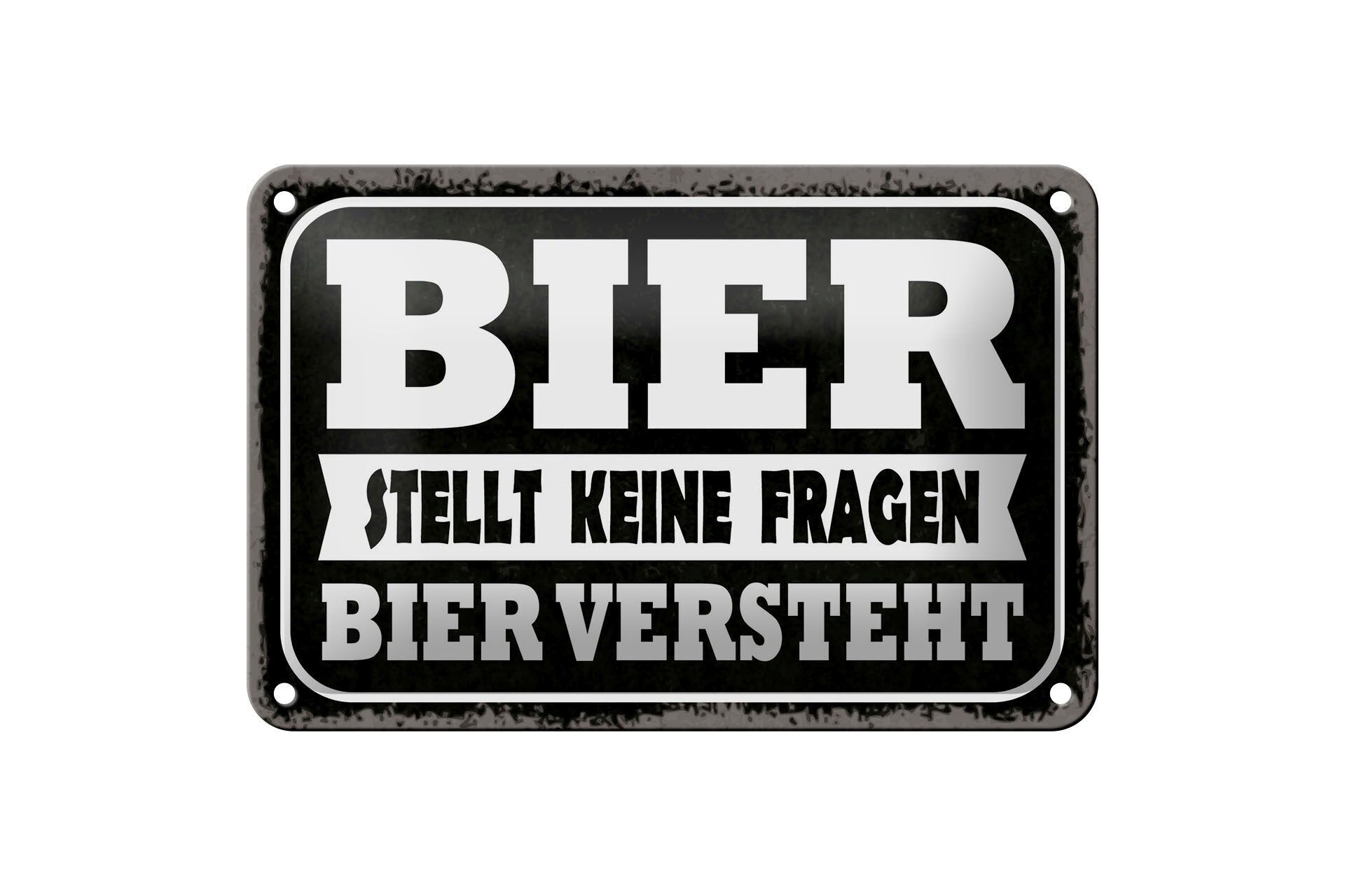 Cartello in metallo con scritta, 12x18 cm: La birra non fa domande, la birra capisce. Cartello decorativo.