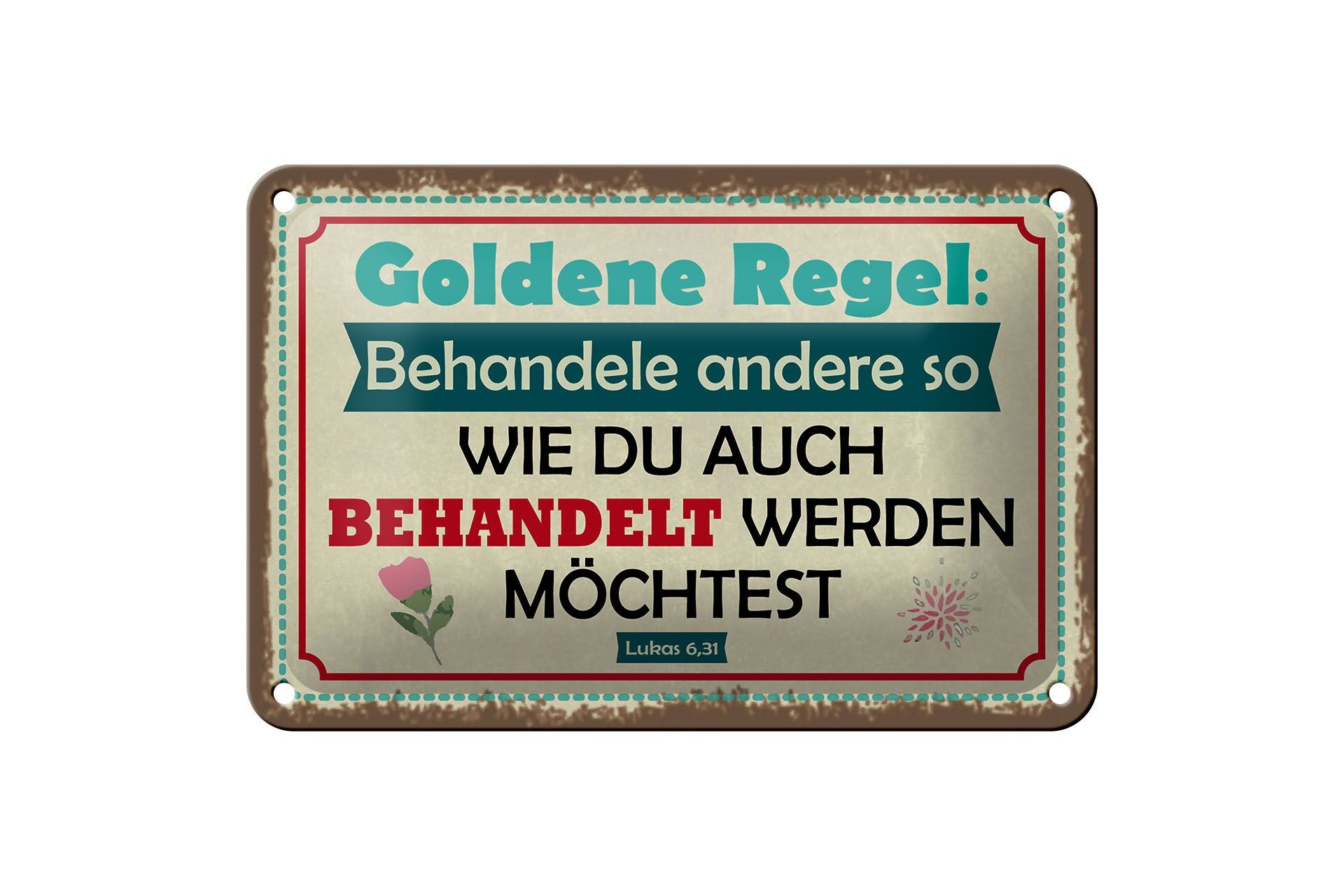 Cartello in metallo con scritta 12x18 cm: Tratta gli altri come vorresti essere trattato