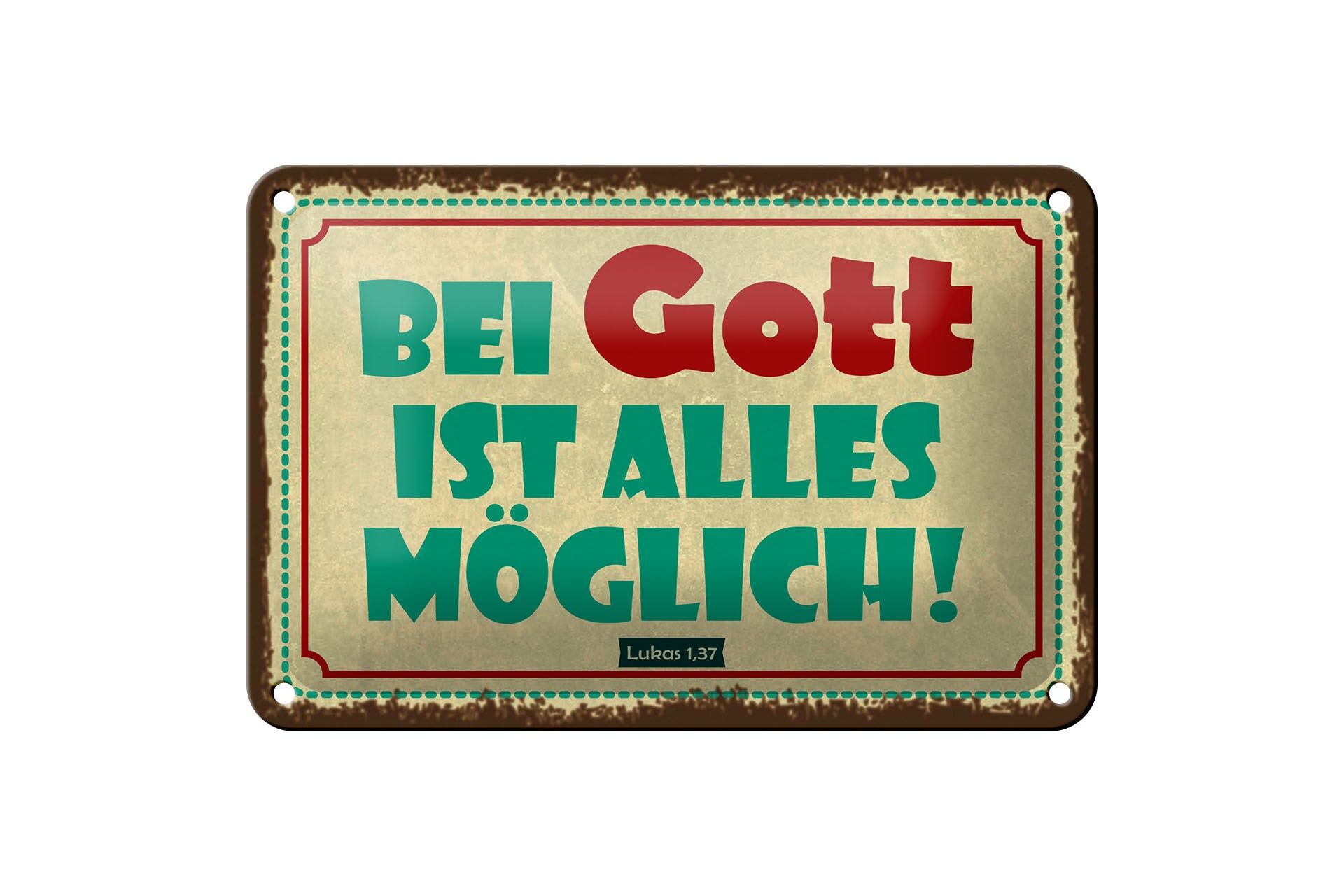 Blechschild Spruch 12x18 cm Bei Gott ist alles möglich Deko Schild