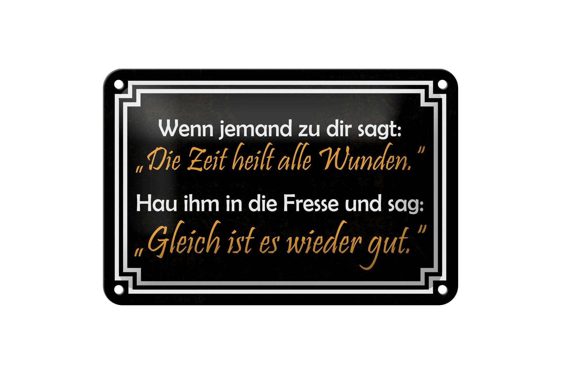 Blechschild Spruch 12x18 cm Wenn jemand zu dir sagt Die Zeit heilt alle Wunden.