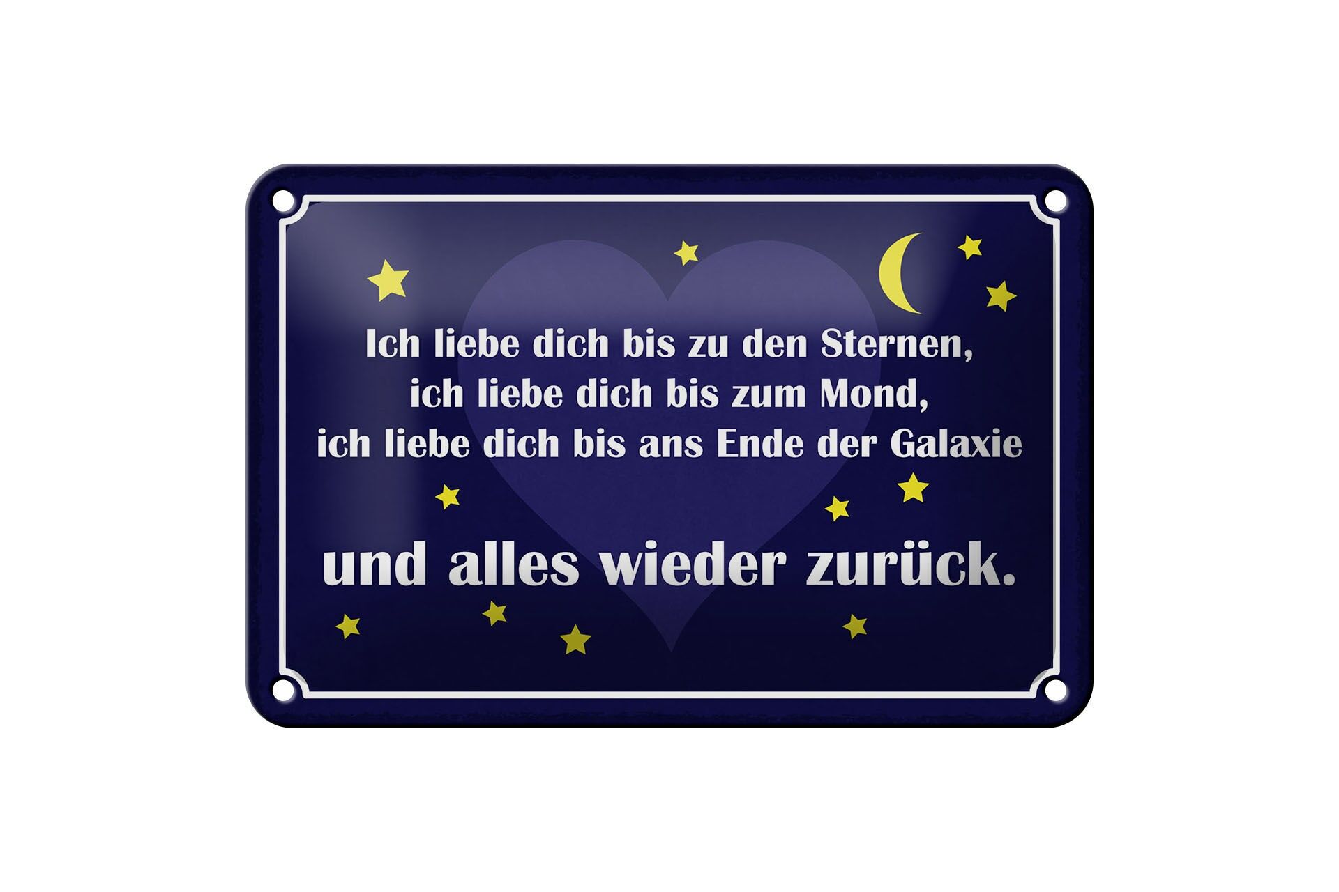 Blechschild Spruch 12x18 cm Ich liebe dich bis zu den Sternen Deko Schild