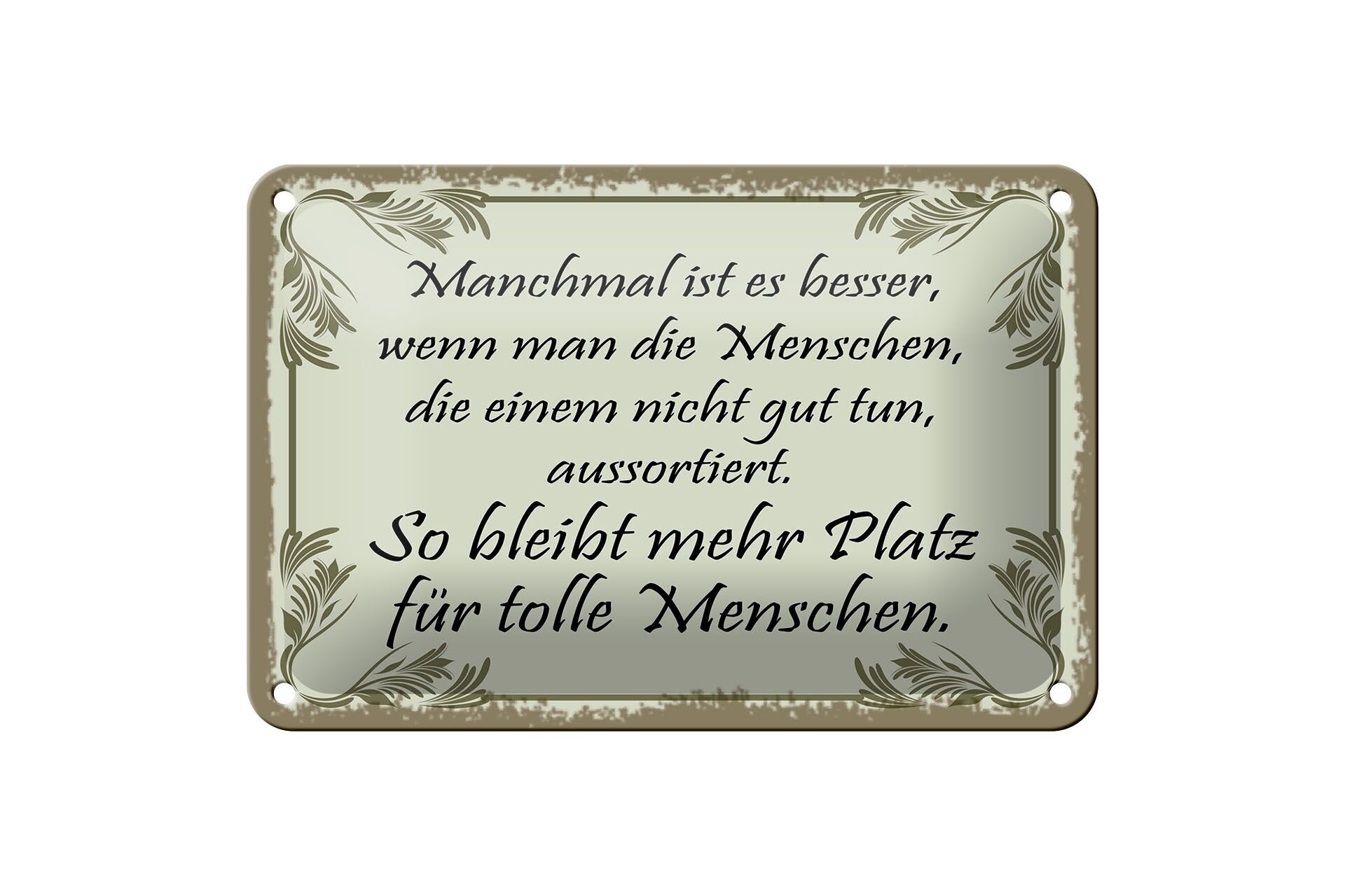 Blechschild Spruch 12x18 cm mehr Platz für tolle Menschen Deko Schild