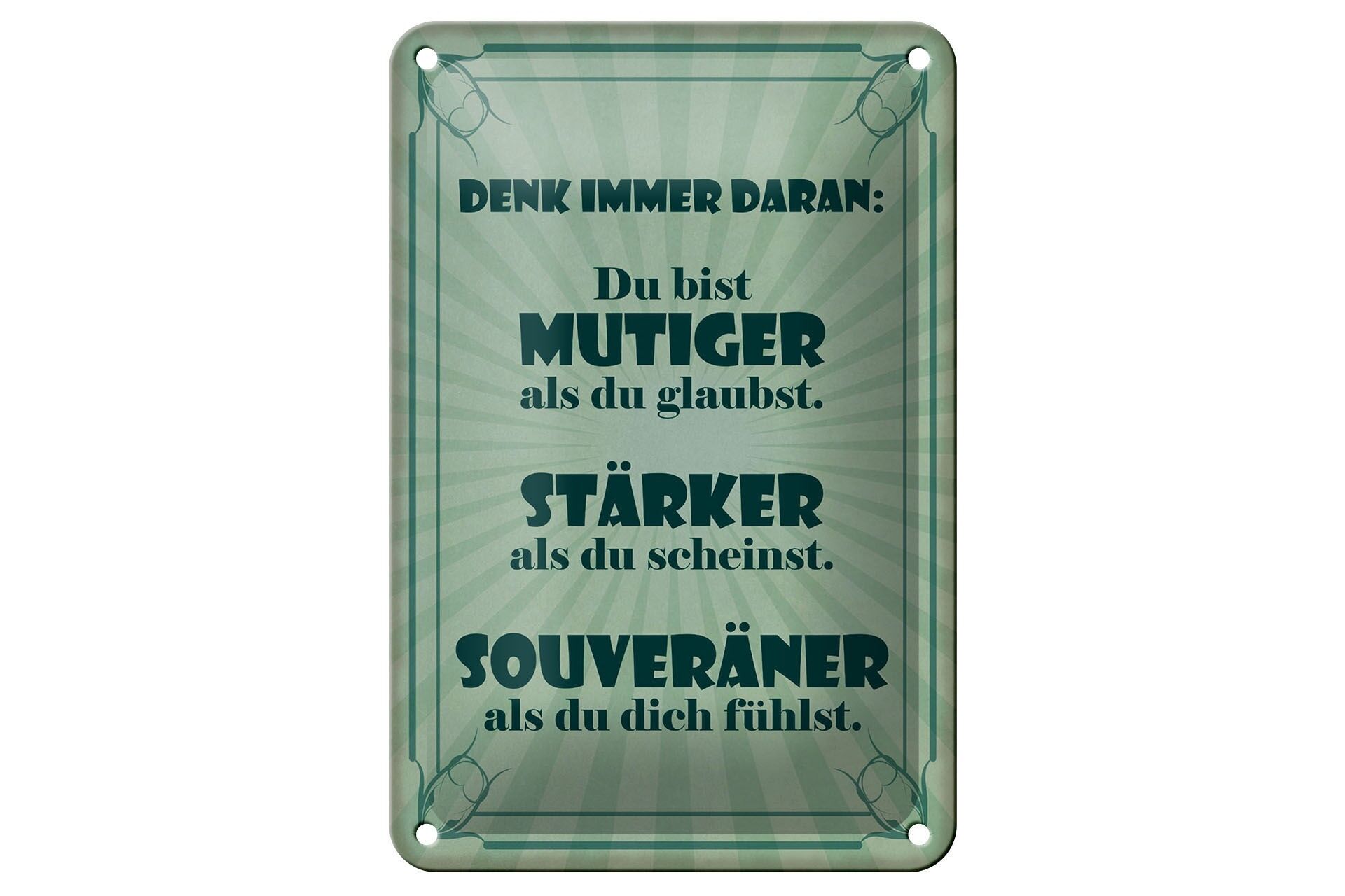 Blechschild Spruch 12x18 cm Du bist mutiger stärker souveräner Deko Schild
