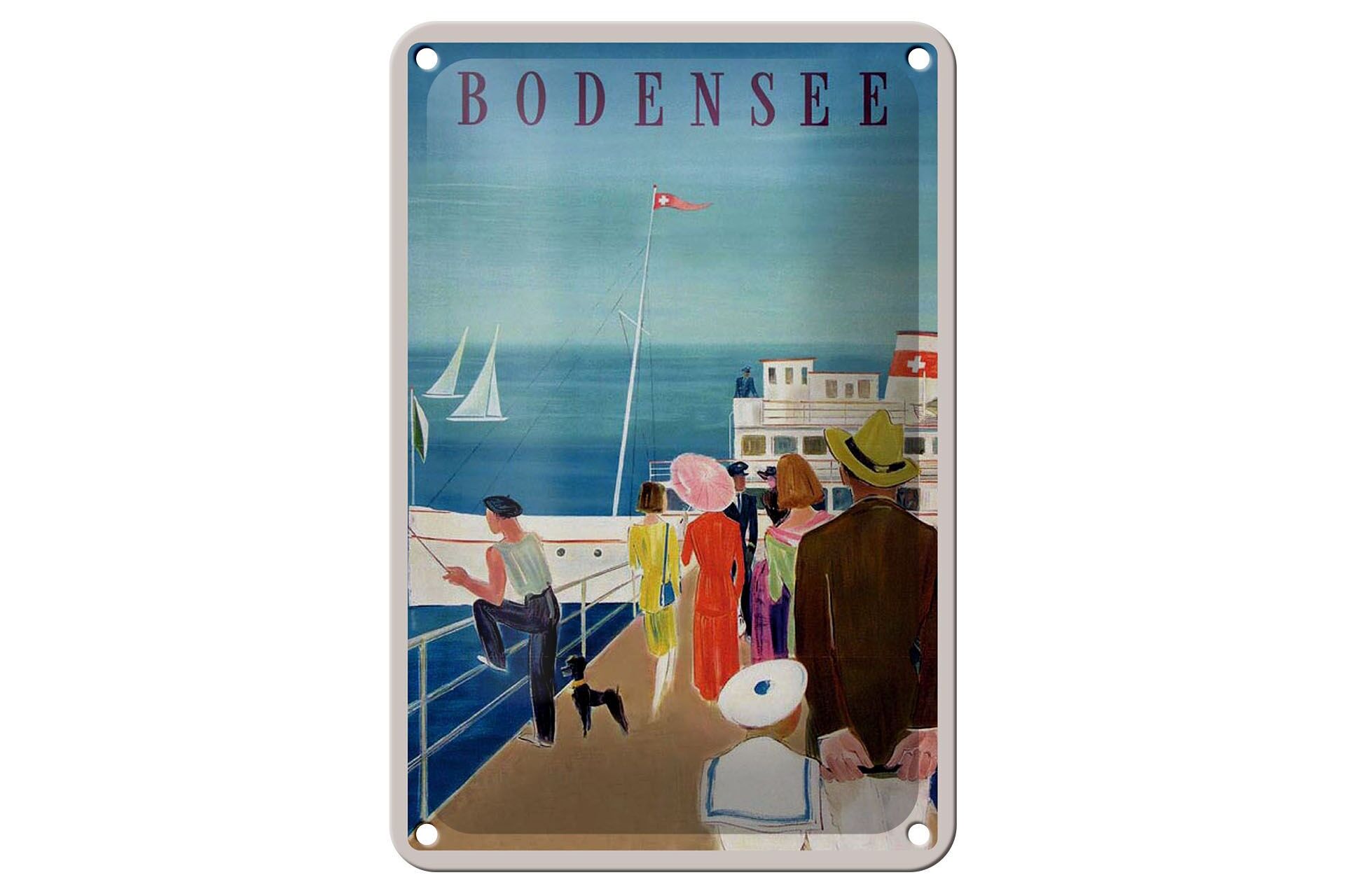 Blechschild Reise  12x18 cm Bodensee Kreuzfahrtschiff Passanten Deko Schild