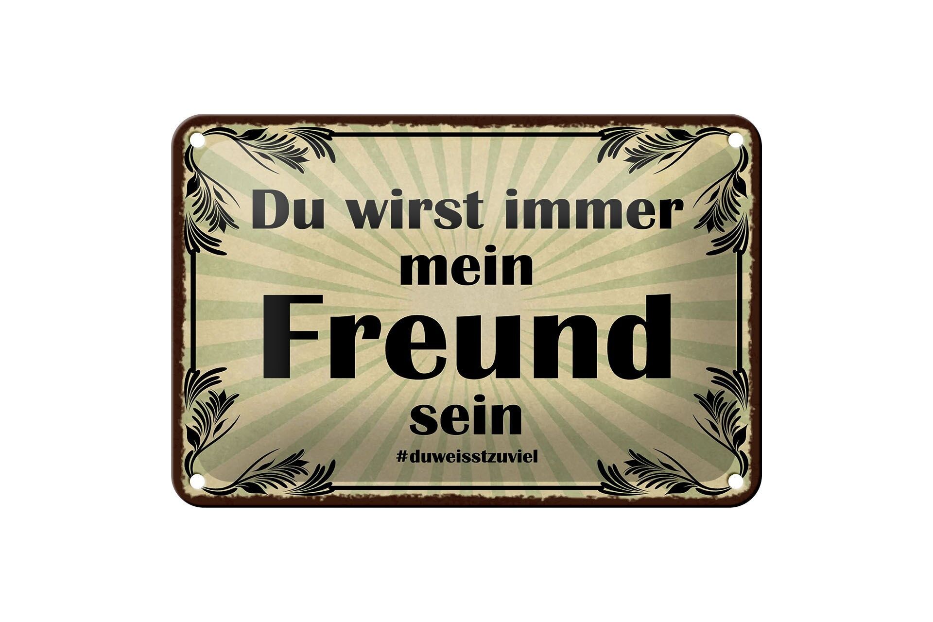 Blechschild Spruch 12x18 cm Du wirst immer mein Freund sein Deko Schild