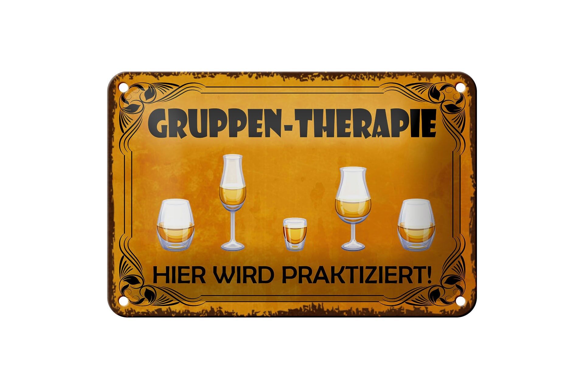 Blechschild Bier 12x18 cm Gruppen Therapie Hier wird praktiziert Deko Schild