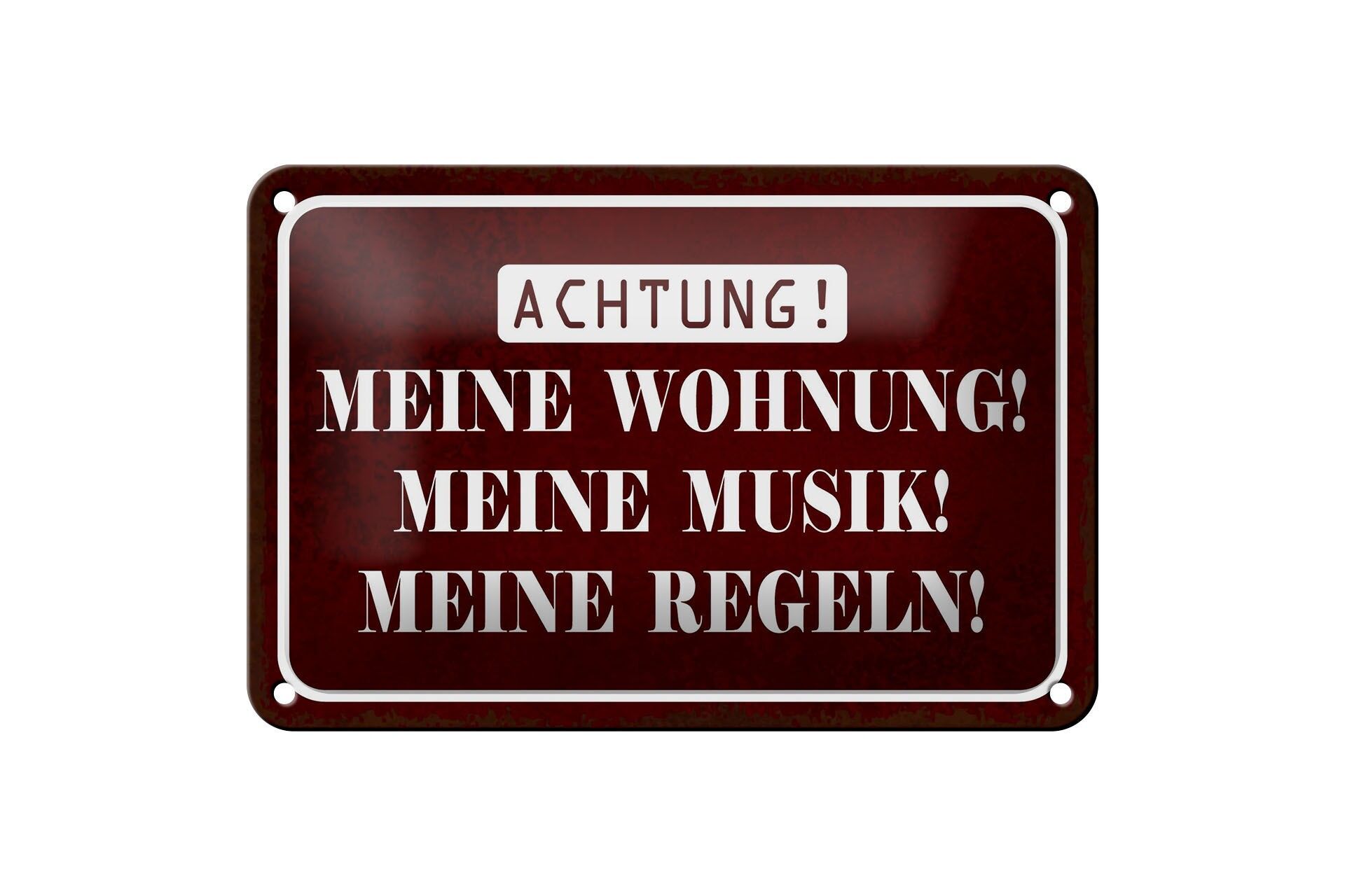 Blechschild Hinweis 12x18 cm Meine Wohnung Musik Regeln Deko Schild