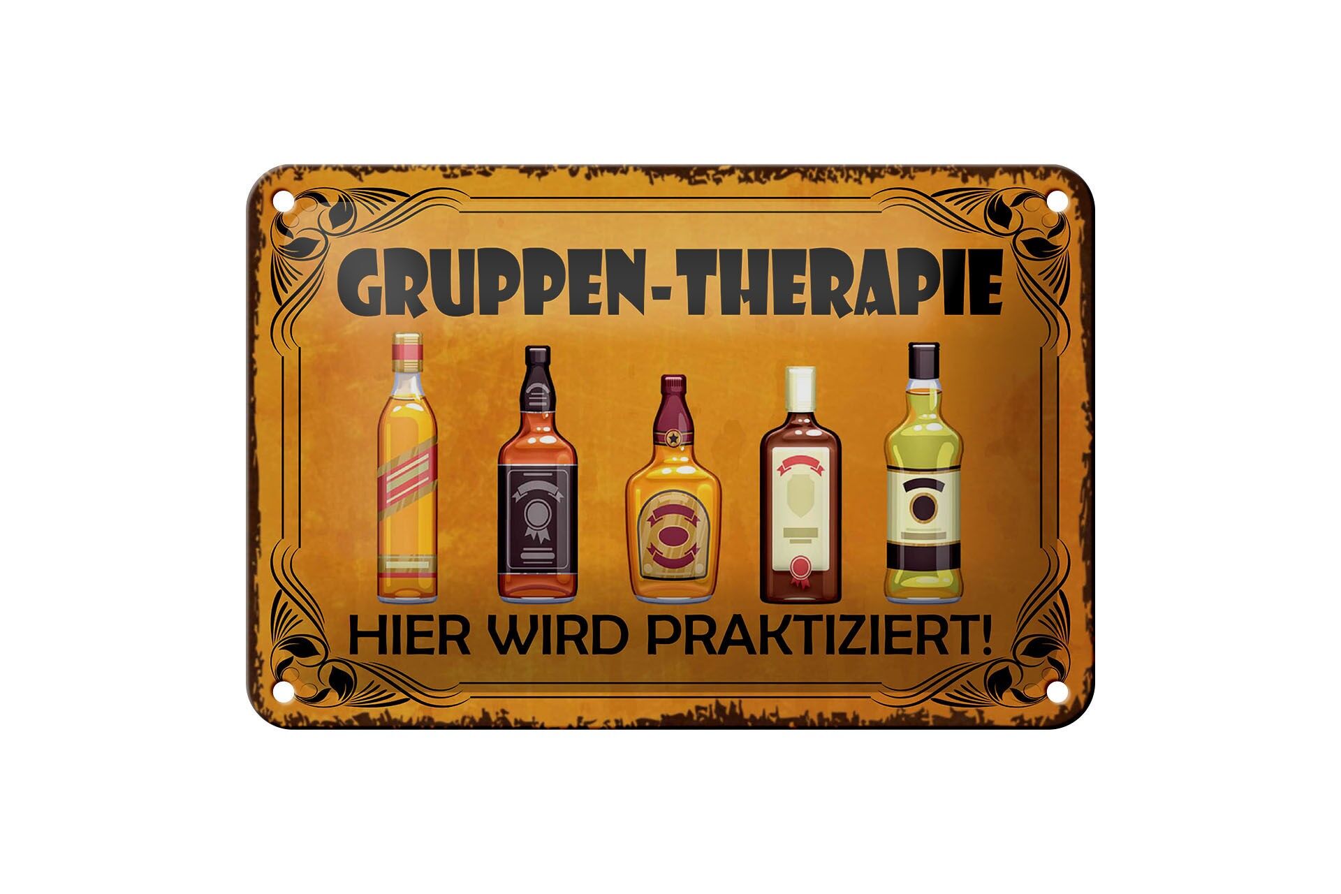 Blechschild Alkohol 12x18 cm Gruppen Therapie Hier wird praktiziert Deko Schild