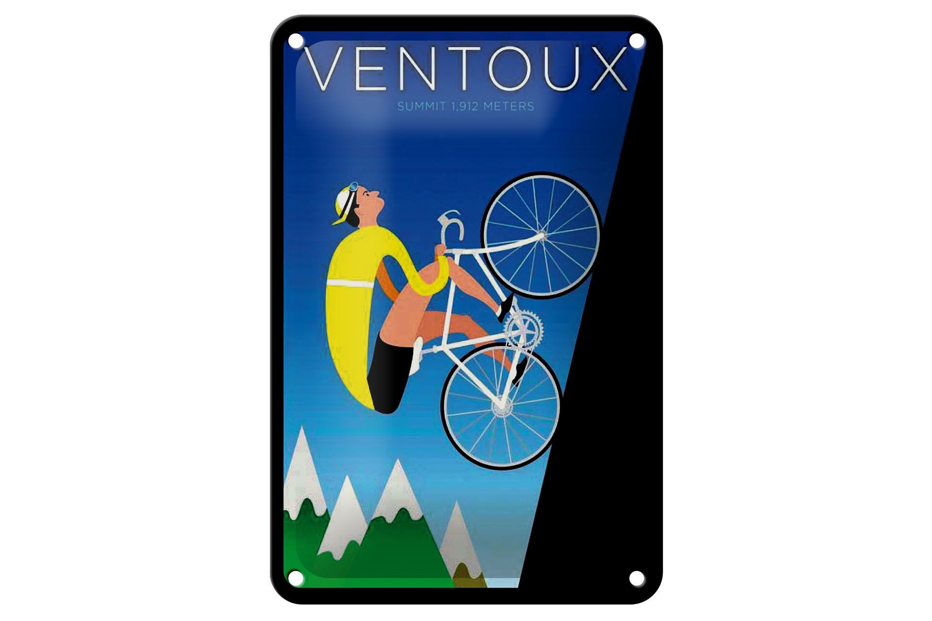 Blechschild Reise 12x18 cm Fahrrad Bergauf Ventoux Deko Schild