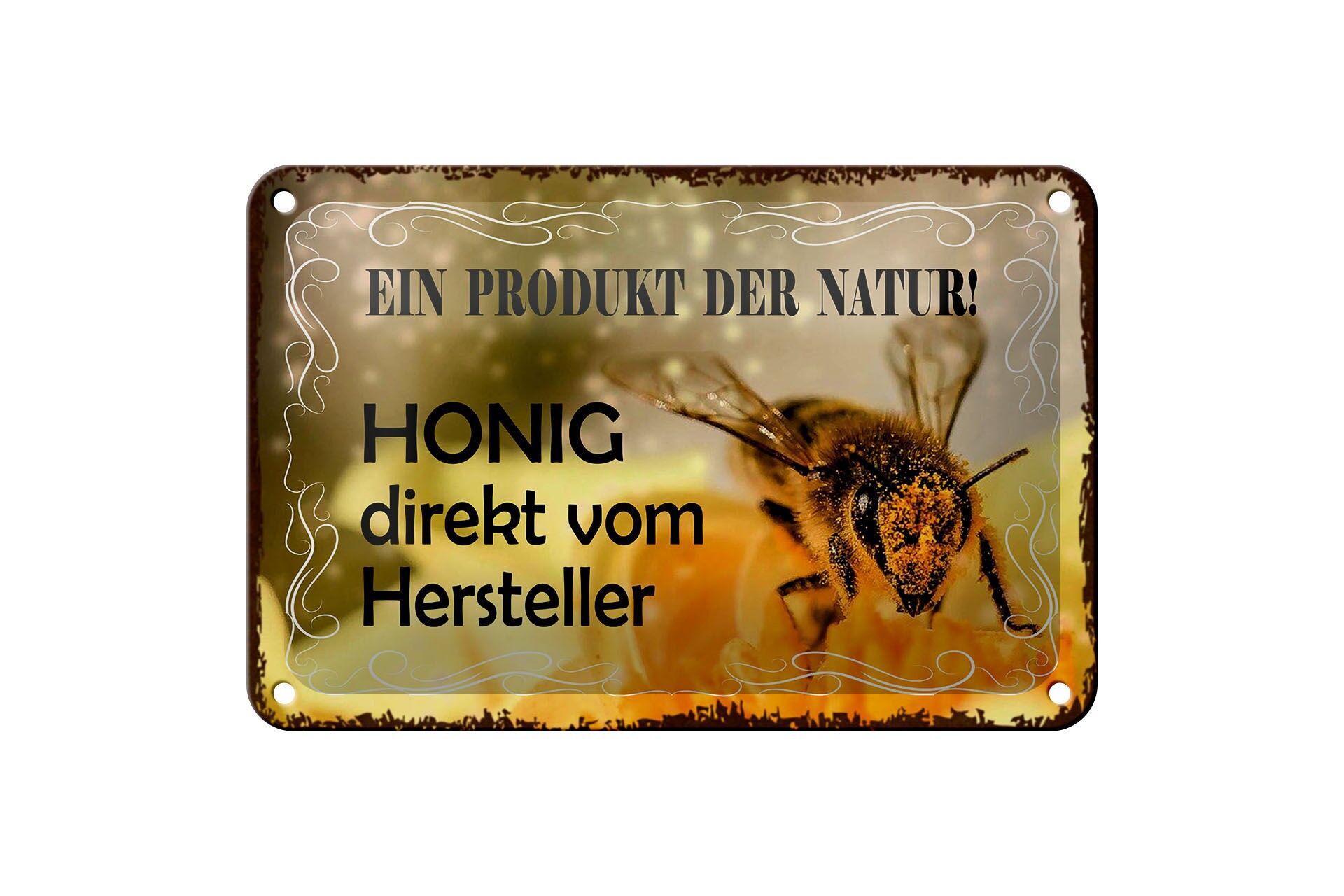 Blechschild Reklame 12x18 cm Honig direkt vom Hersteller ein Produkt der Natur