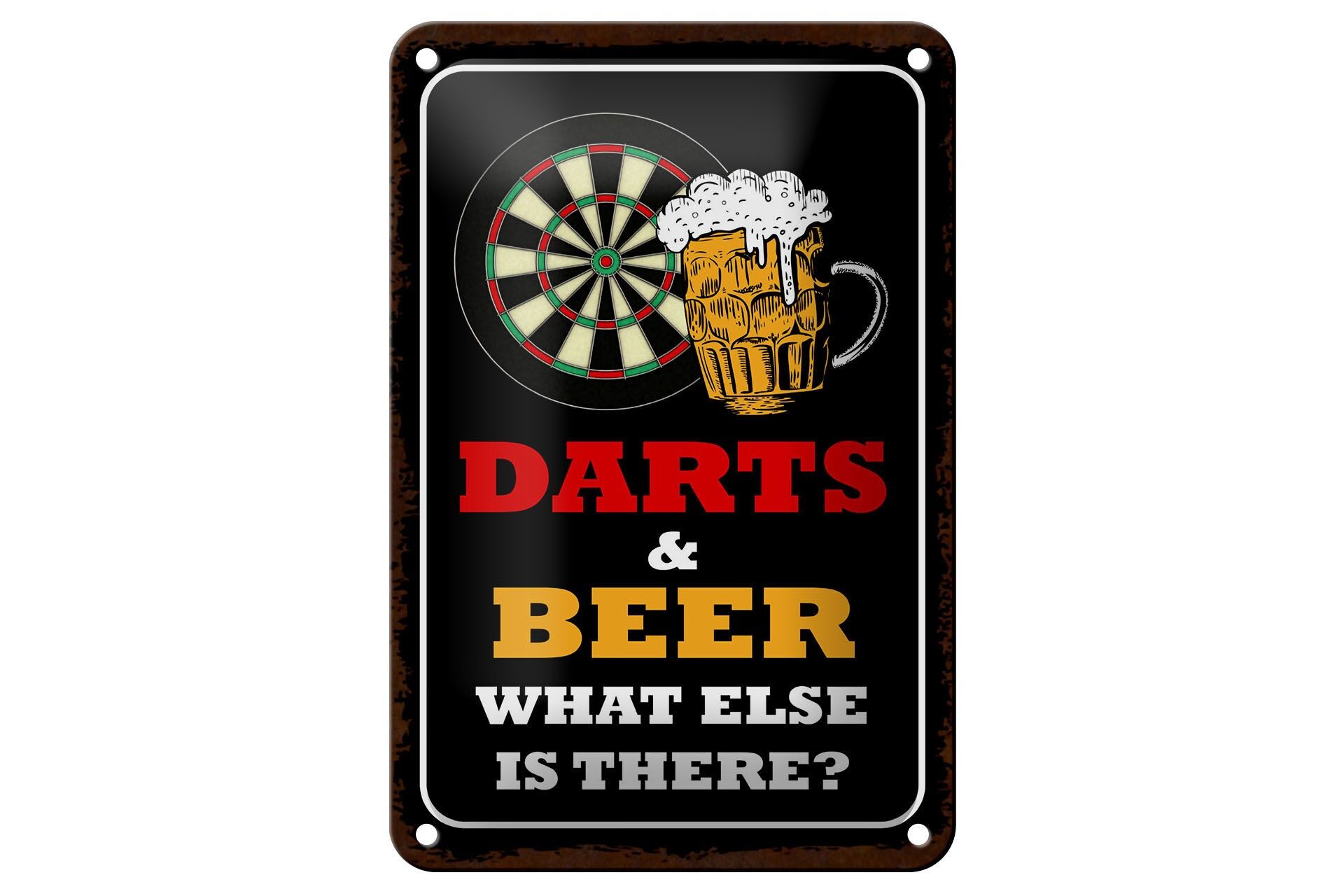 Blechschild Spruch 12x18 cm Darts and Beer what else is there Deko Schild