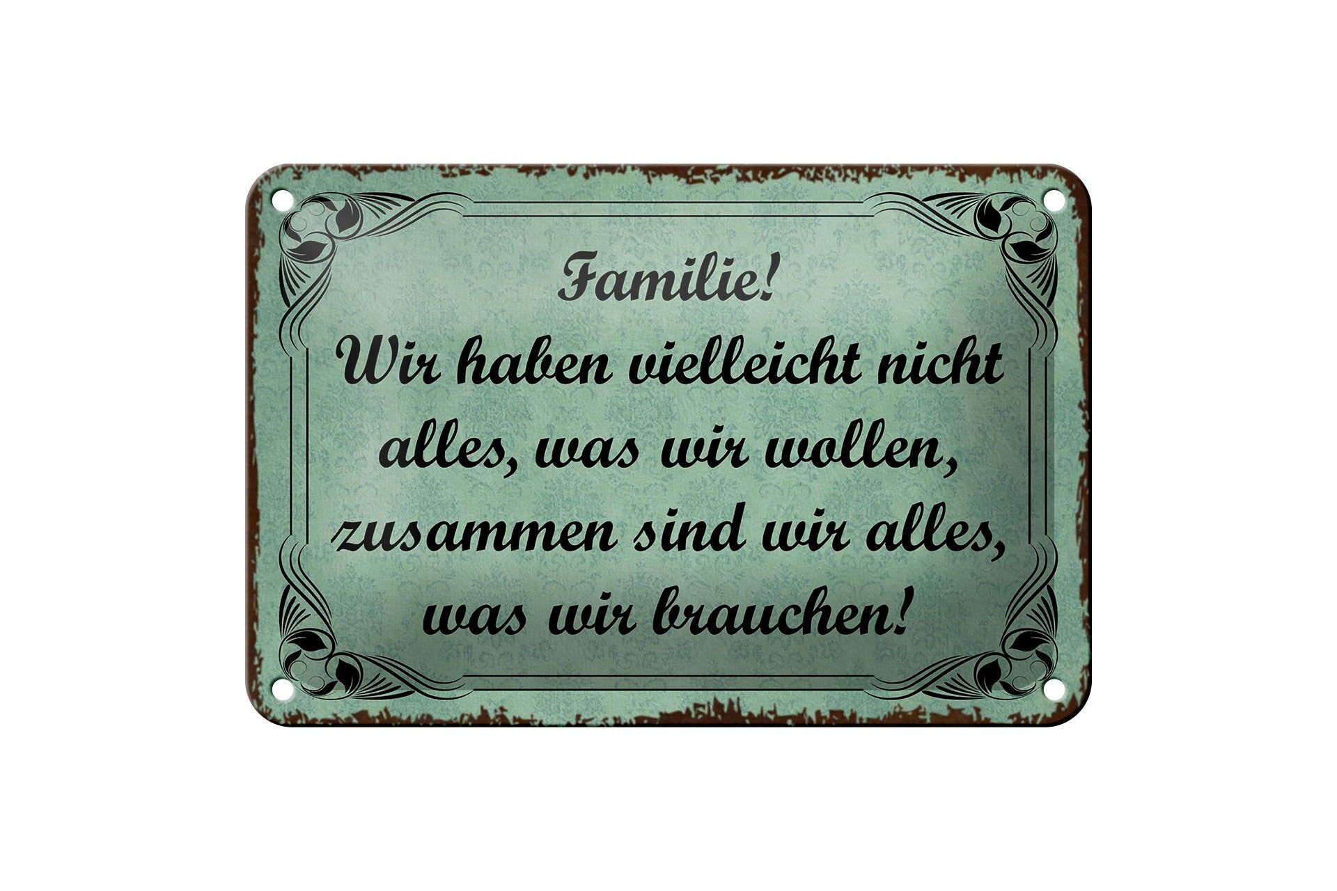 Blechschild Spruch 12x18 cm zusammen sind wir alles, was wir brauchen Schild