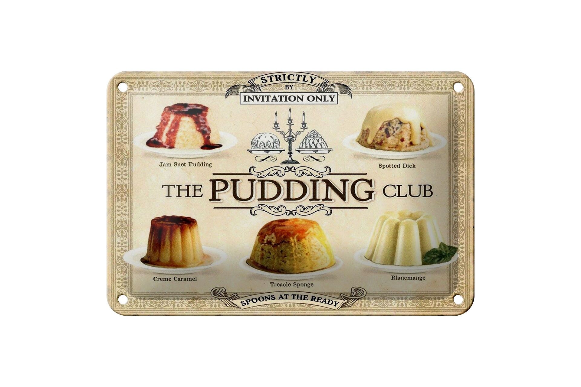Blechschild Backen 12x18 cm The pudding club Deko Schild