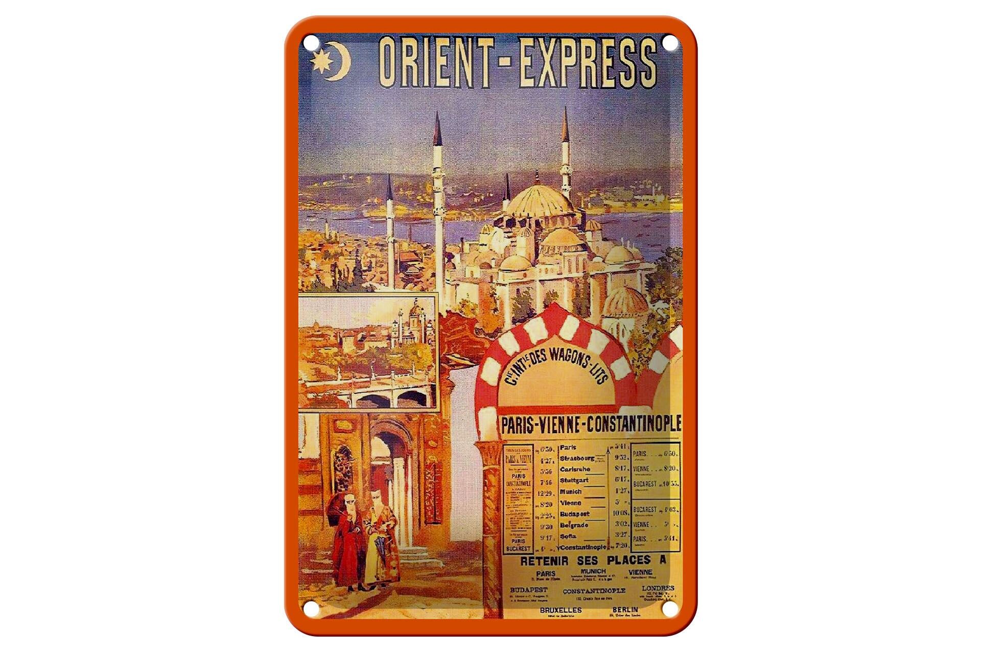 Blechschild Reise 12x18 cm Orient Express Nostalgie Deko Schild