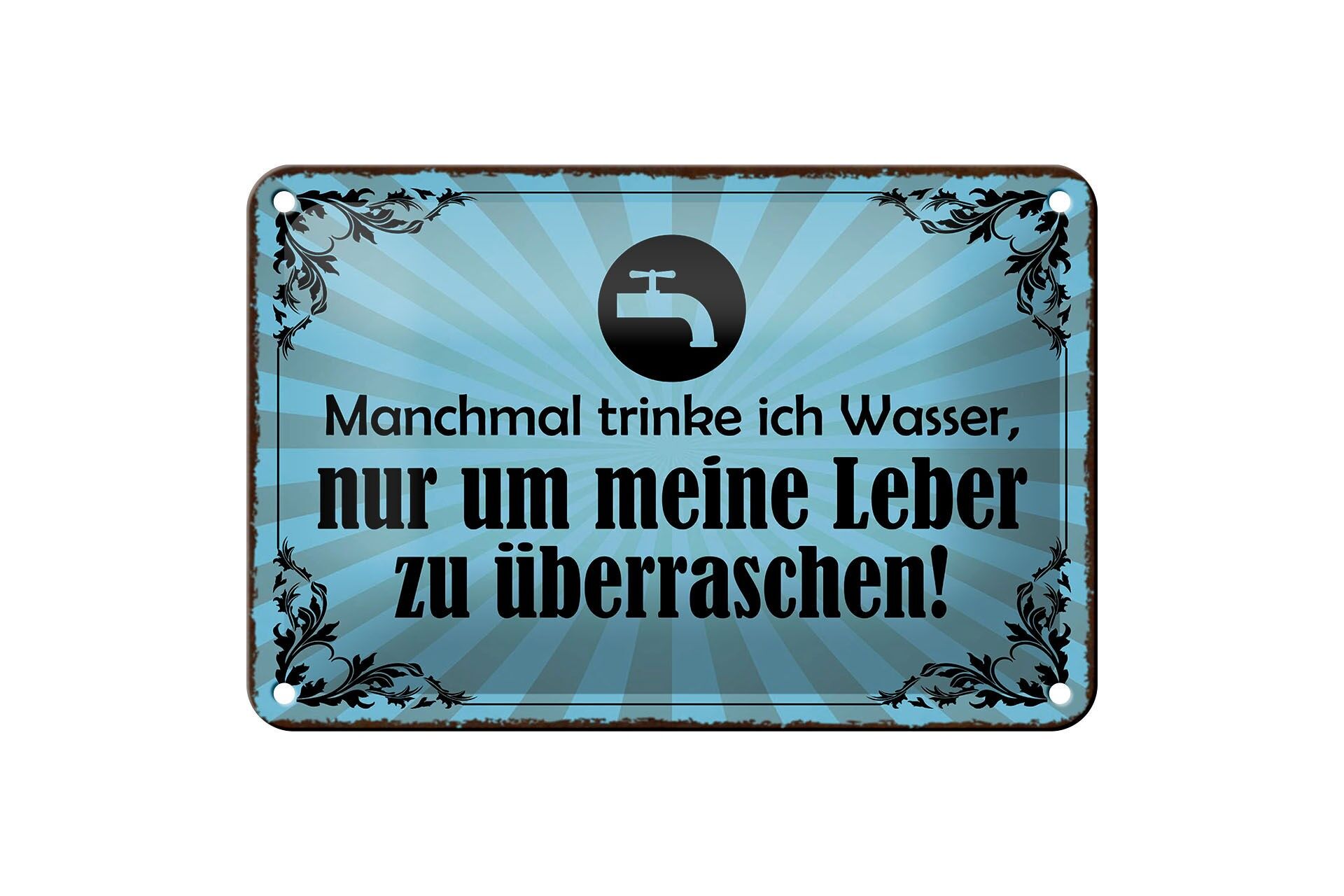 Blechschild Spruch 12x18 cm Manchmal trinke ich Wasser Deko Schild