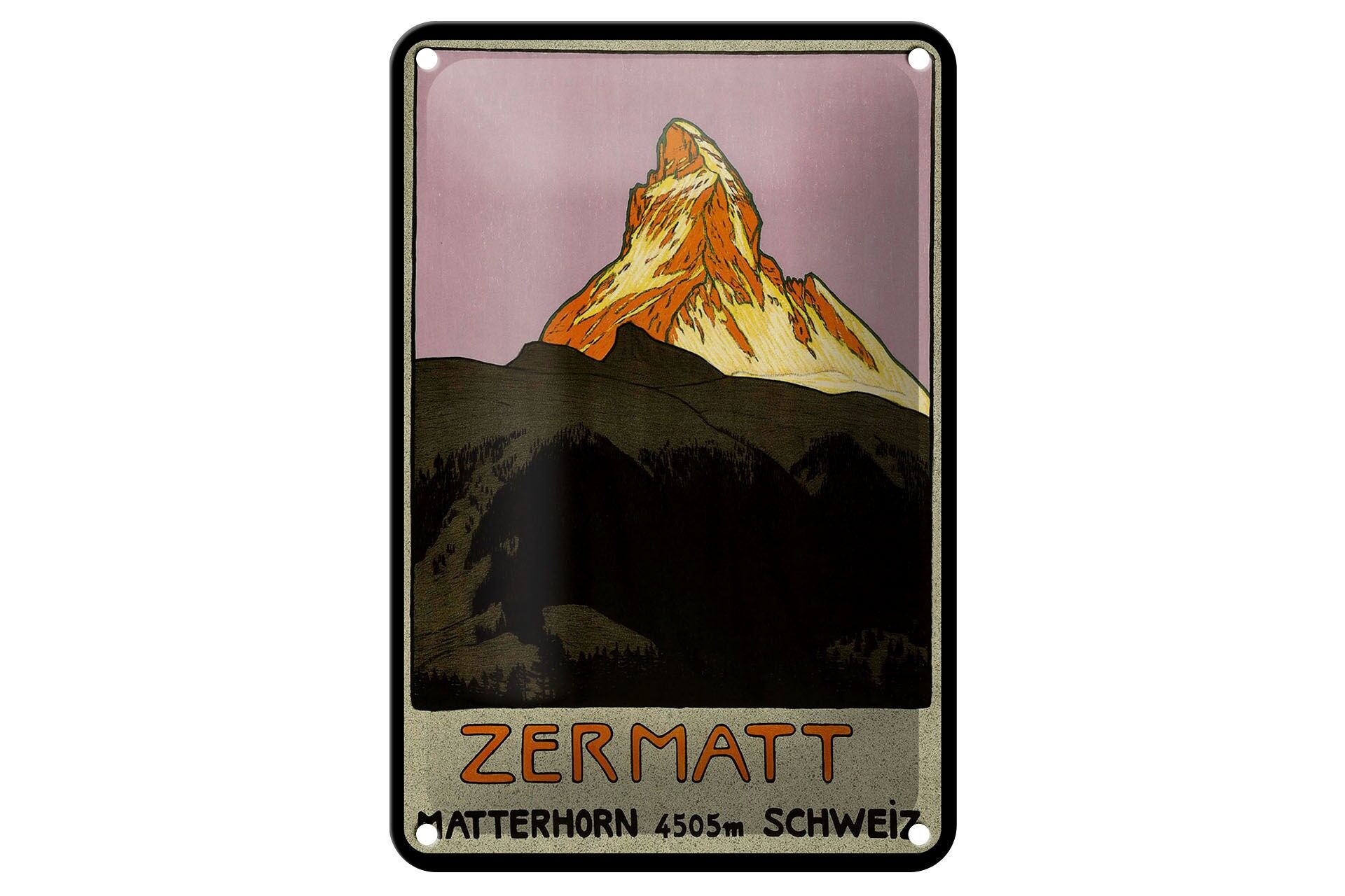 Blechschild Reise 12x18 cm Schweiz Zermatt Matterhorn Berg Deko Schild