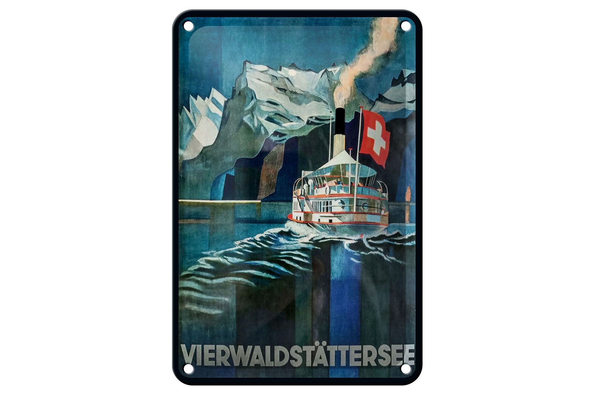 Blechschild Reise 12x18 cm Vierwaldstättersee Dampfer Deko Schild