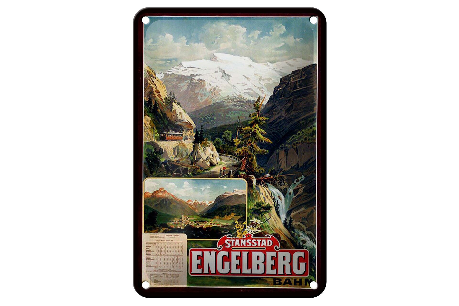 Blechschild Reise 12x18 cm Stansstad Engelberg Bahn Nostalgie Deko Schild