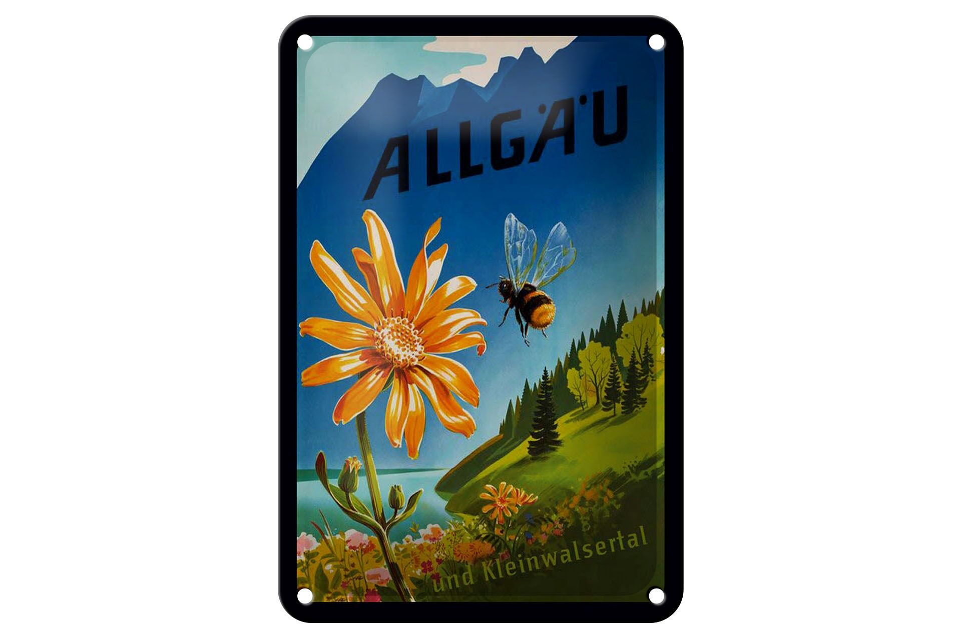 Blechschild Reise 12x18 cm Allgäu und Kleinwalsertal Deko Schild