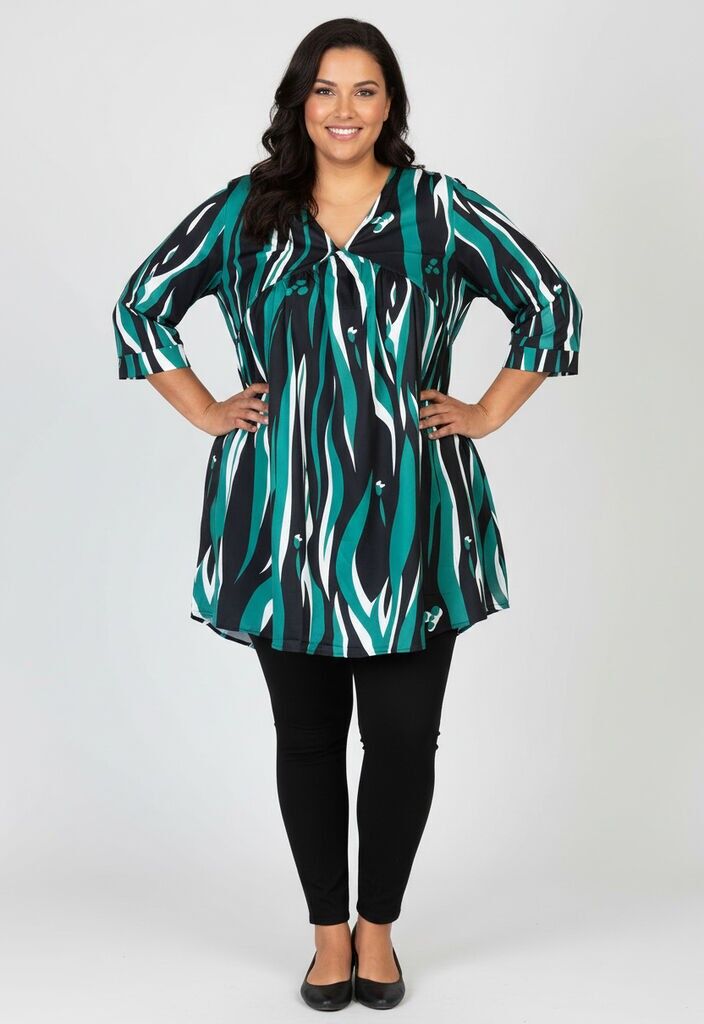 Abito stampato verde taglie forti (C6609)