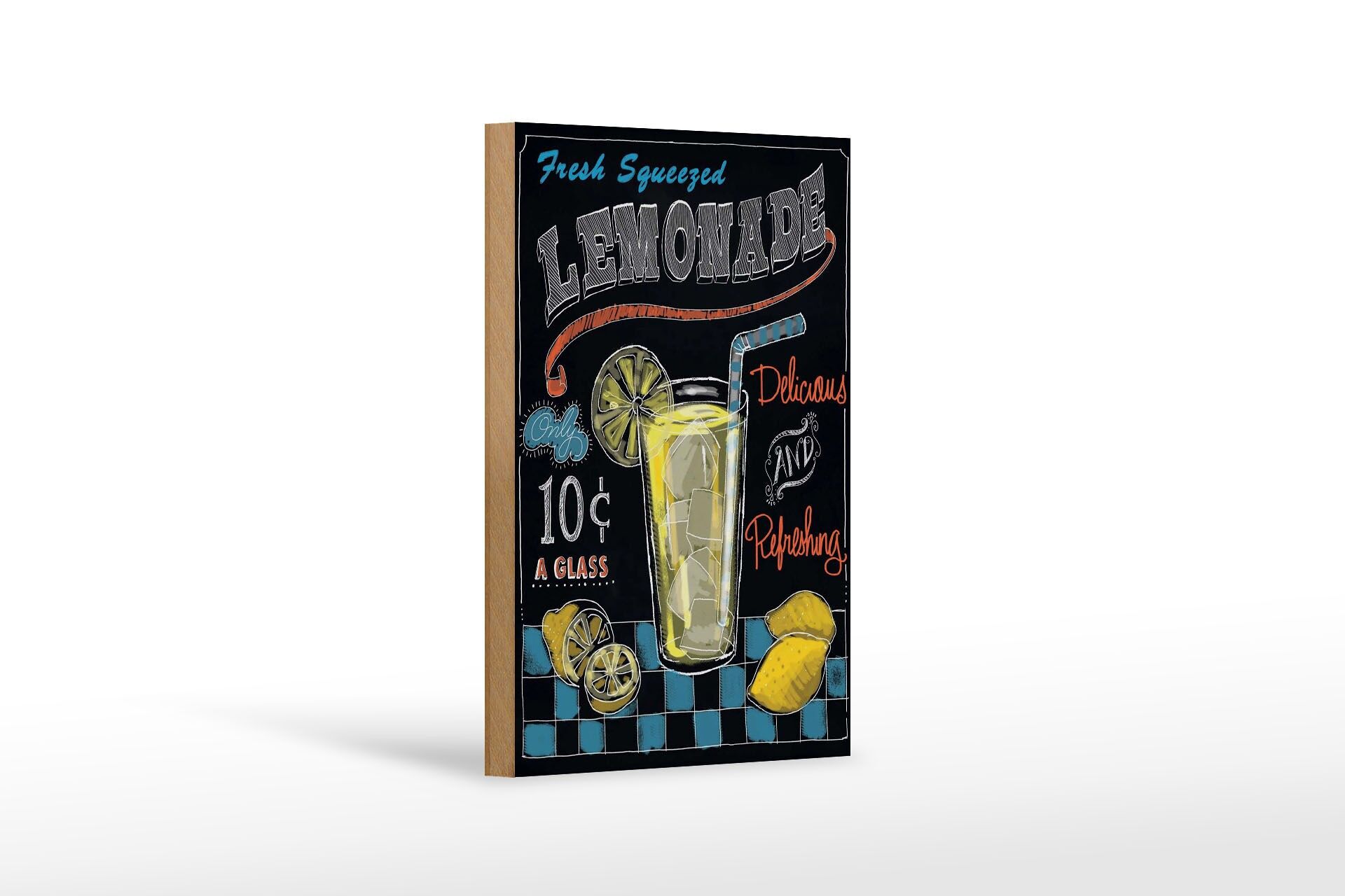 Holzschild Hinweis 12x18 cm Fresh sqeezed Lemonade Tafeloptik Deko Schild