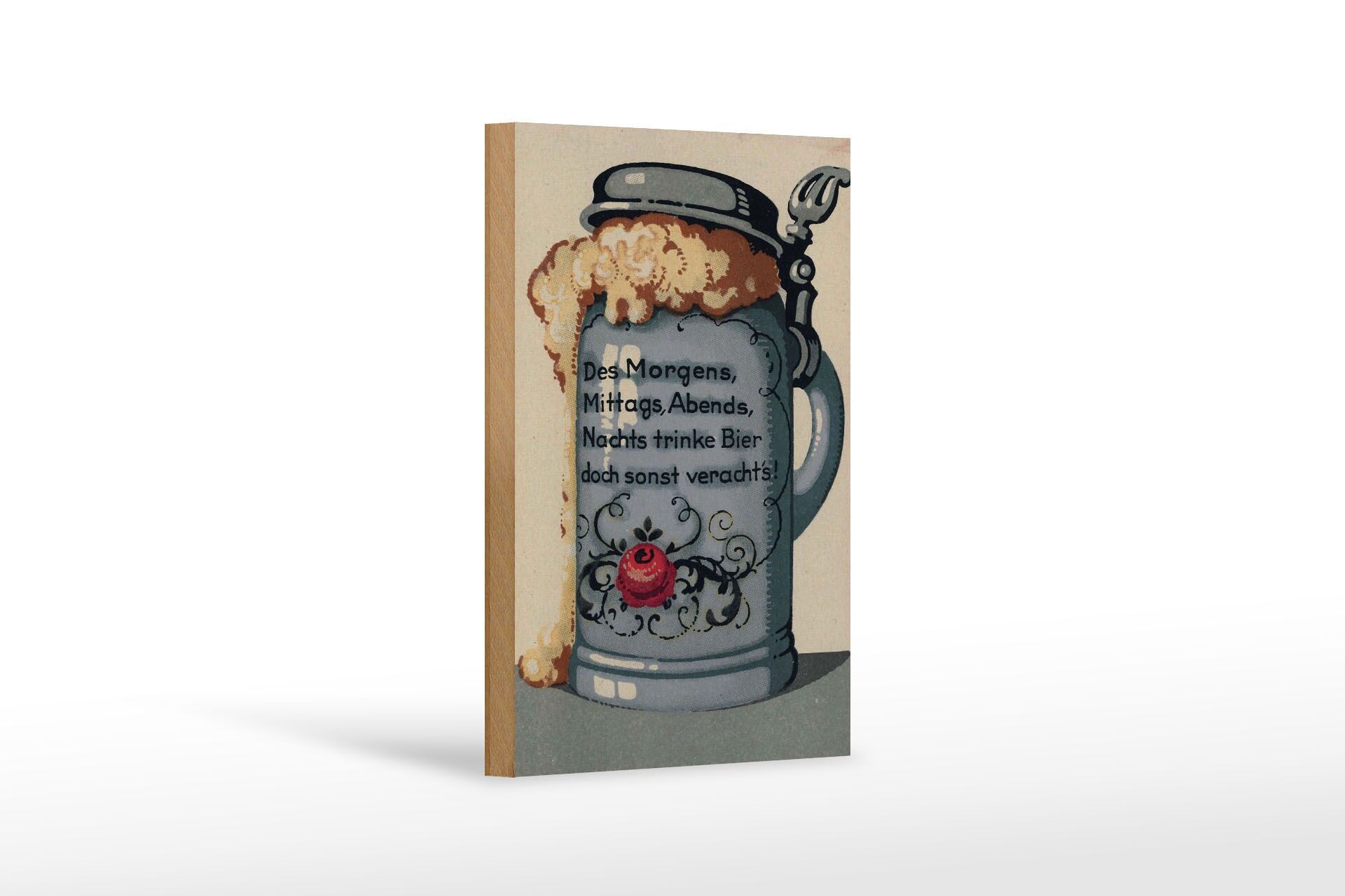 Holzschild Spruch 12x18 cm trinke Bier doch sonst verachts Bierkrug Schild