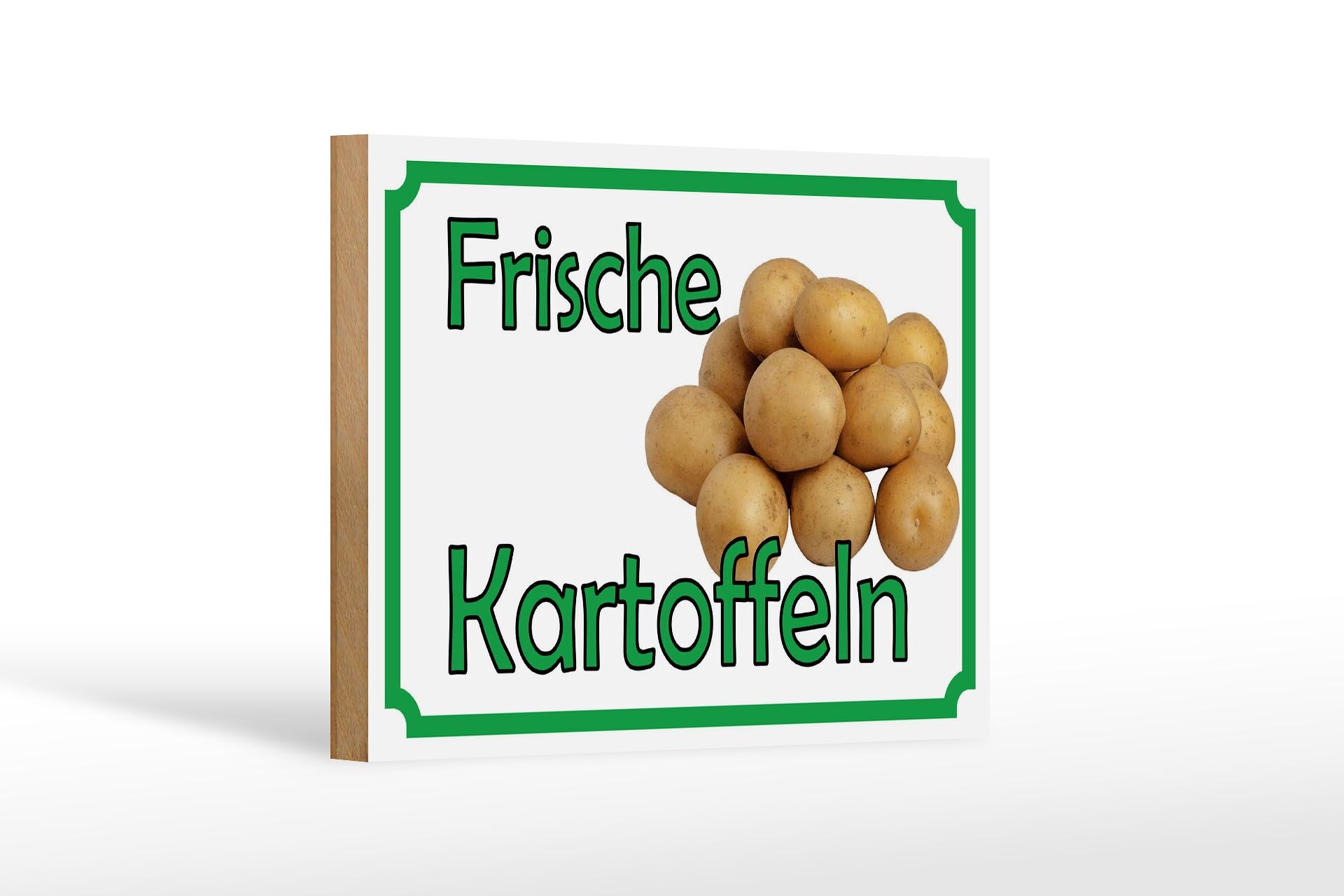 Holzschild Reklame 12x18 cm Frische Kartoffeln Deko Schild