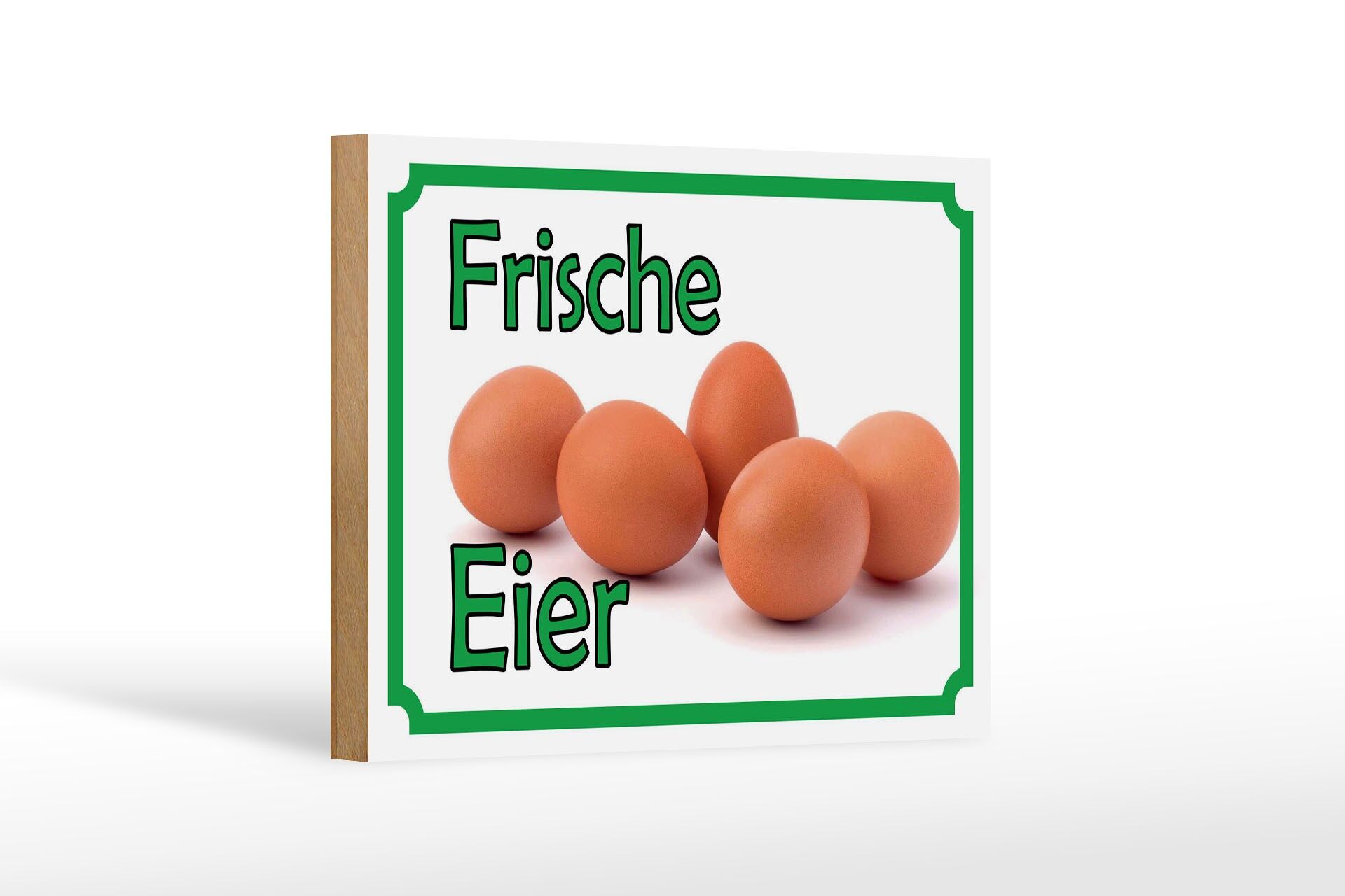 Holzschild Reklame 12x18 cm Frische Eier Deko Schild