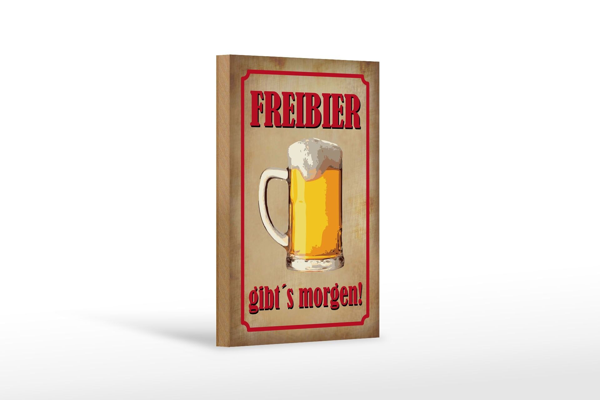 Panneau en bois « Alcool » 12x18 cm Bière gratuite demain Panneau décoratif en forme de verre à bière