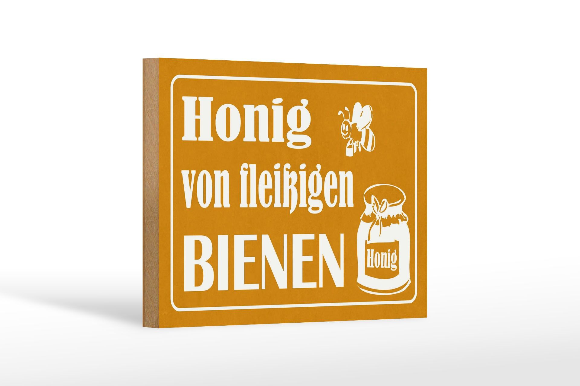 Holzschild Reklame 12x18 cm Honig von fleißigen Bienen Deko Schild