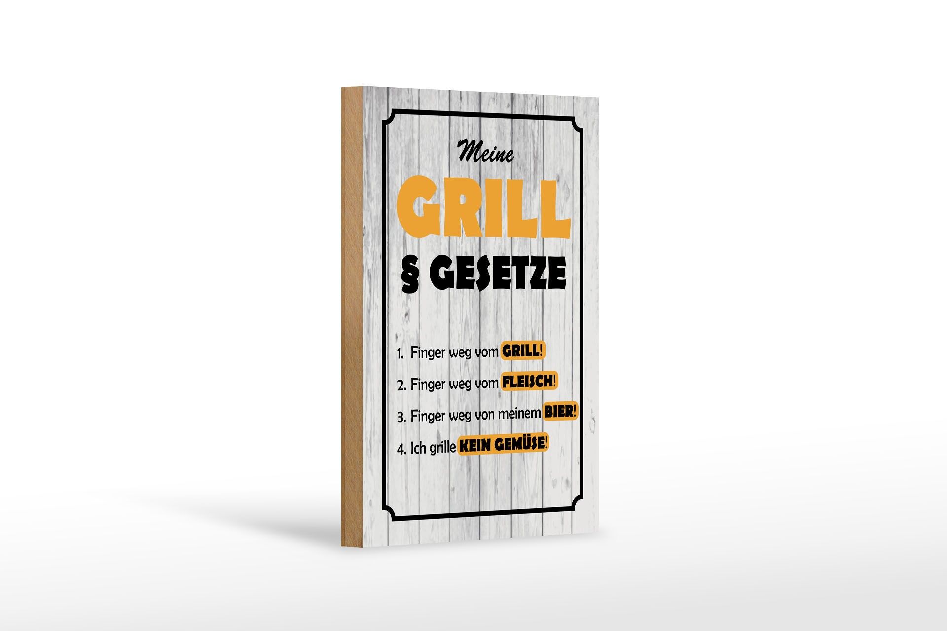 Holzschild Spruch 12x18 cm Meine Grill Gesetze Deko Schild