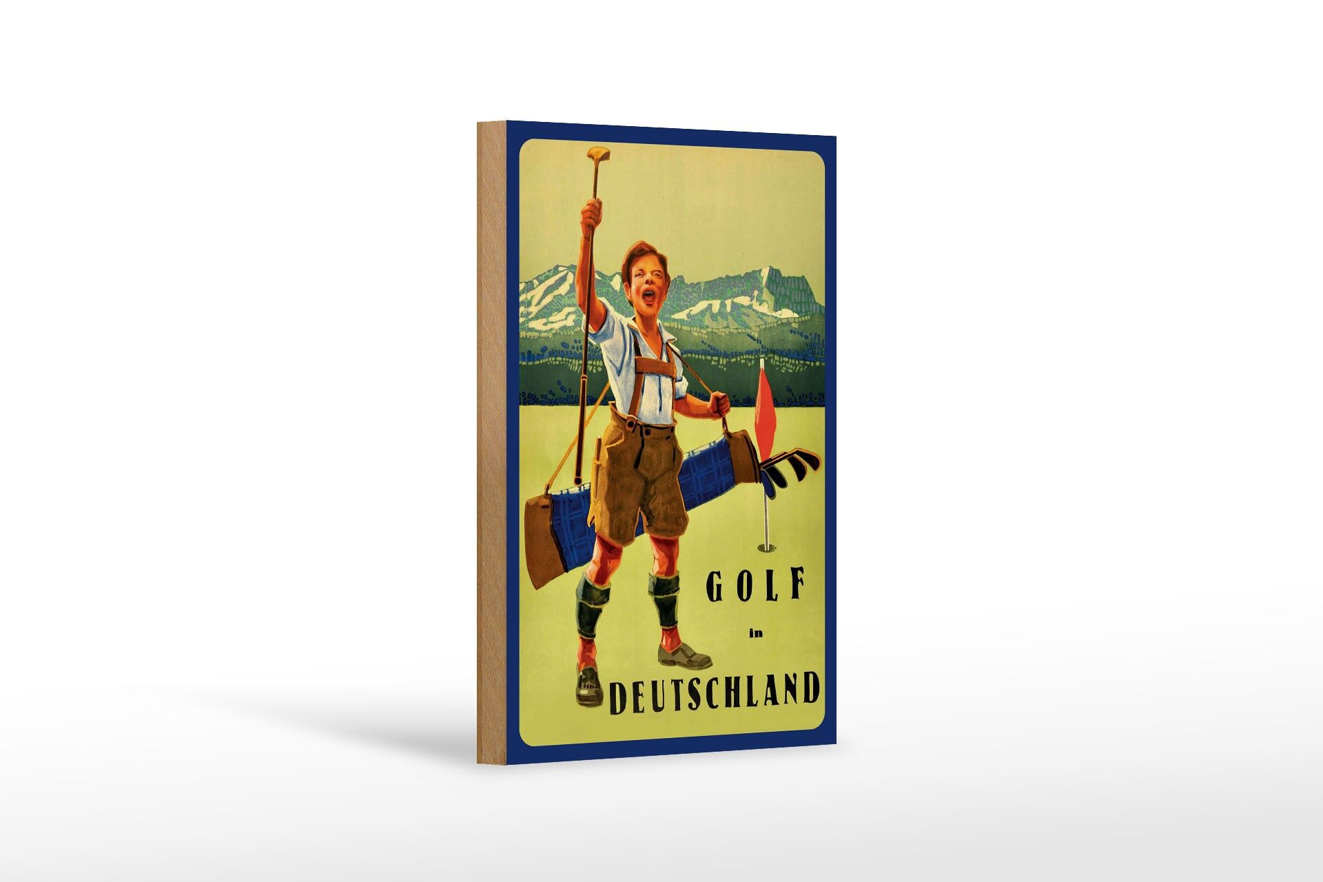 Holzschild Reise 12x18 cm Golf in Deutschland Deko Schild