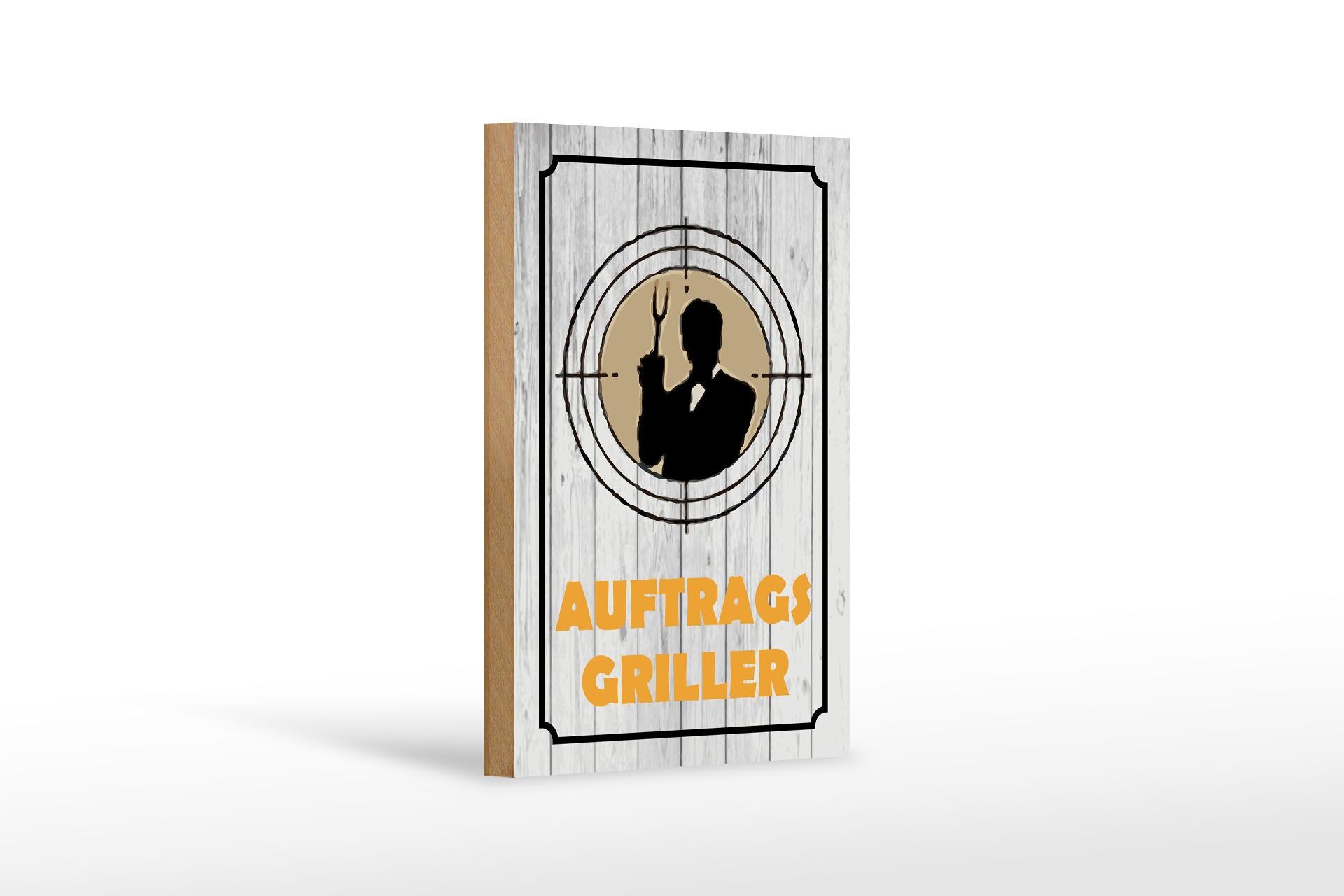 Holzschild Hinweis 12x18 cm Auftragsgriller Deko Schild