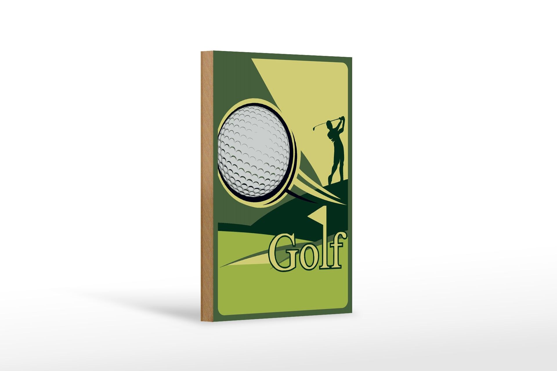 Holzschild Reklame 12x18 cm Golf Golfball Golfer Deko Schild