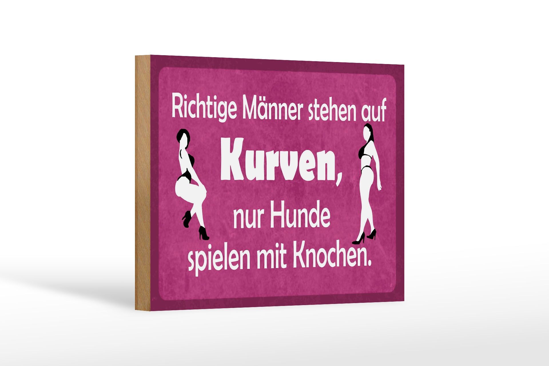 Holzschild Spruch 12x18 cm nur Hunde spielen mit Knochen Deko Schild