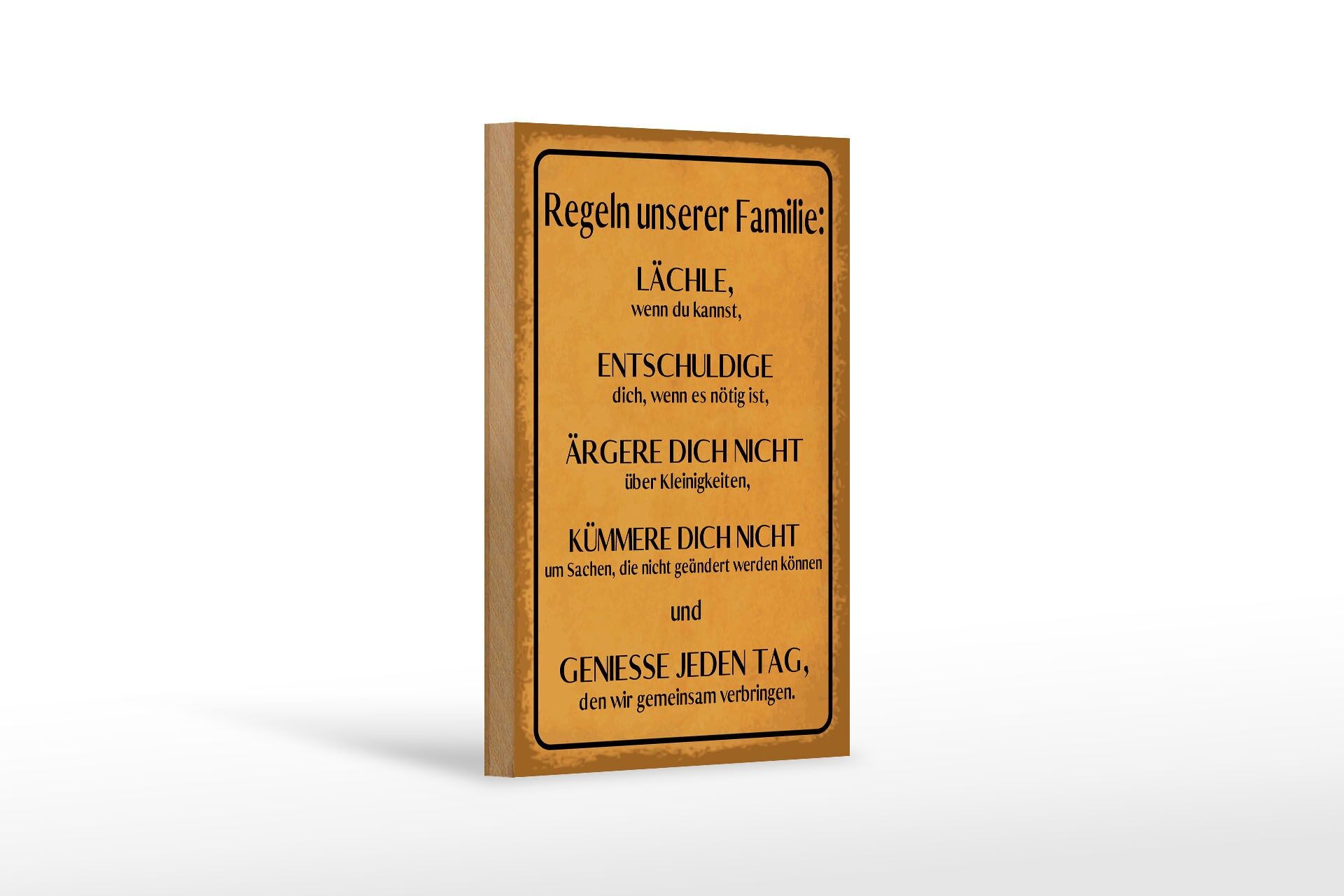 Holzschild Spruch 12x18 cm Regeln unserer Familie Deko Schild