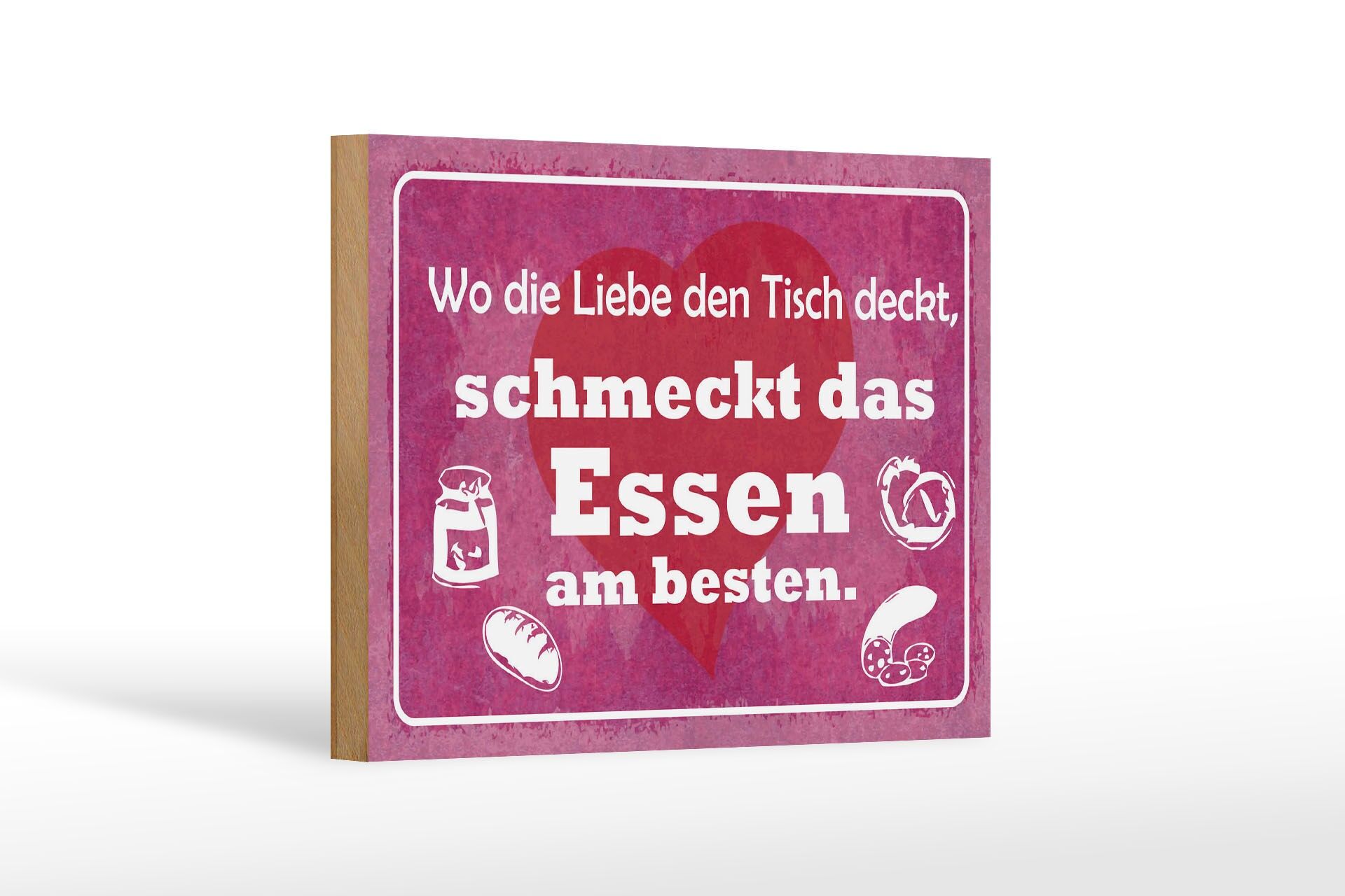 Holzschild Spruch 12x18 cm Wo die Liebe den Tisch deckt Deko Schild