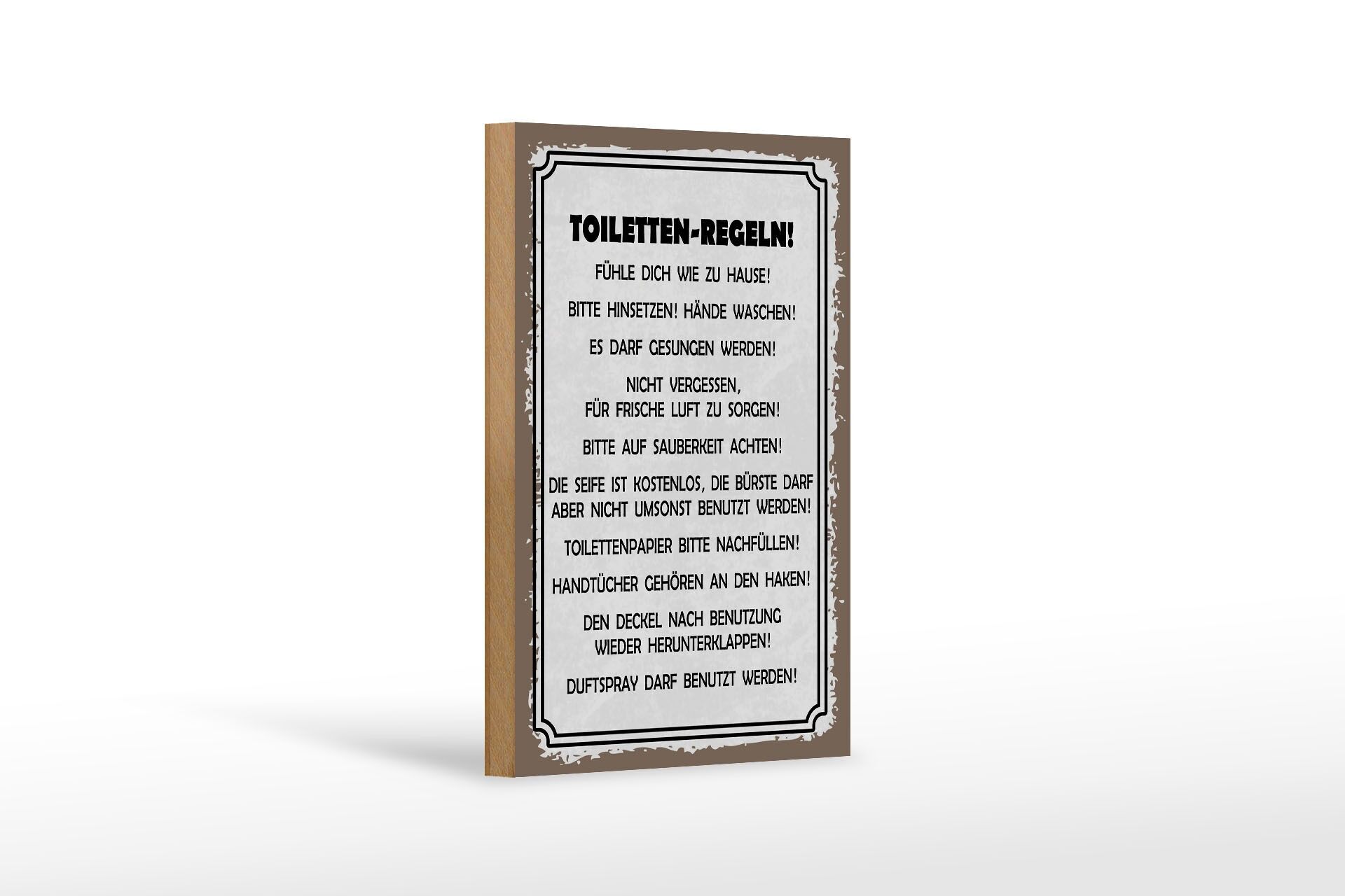 Holzschild Hinweis 12x18 cm Toiletten Regeln Deko Schild