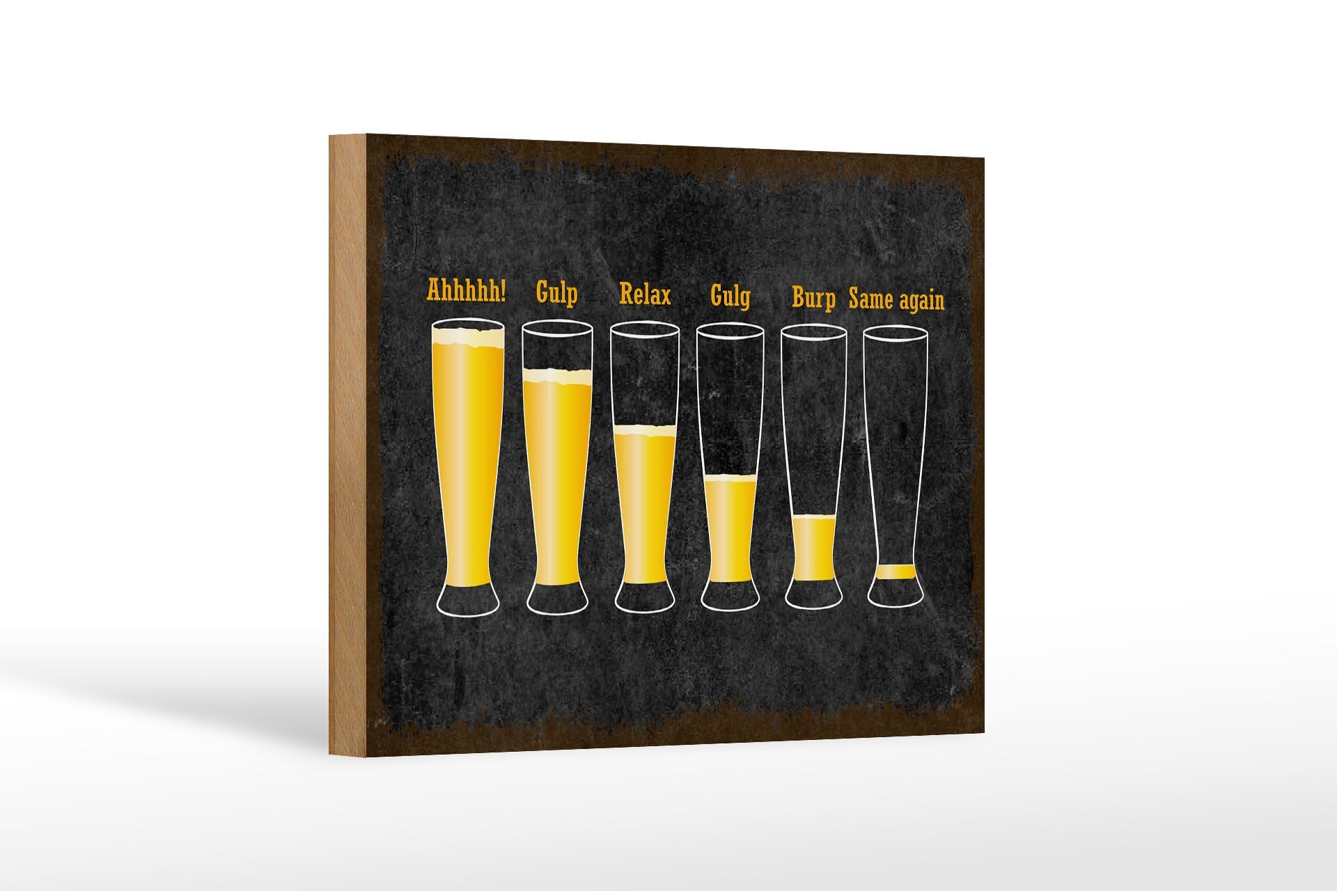 Panneau décoratif en bois « Alcool » 12 x 18 cm, niveau de remplissage de la bière dans les verres